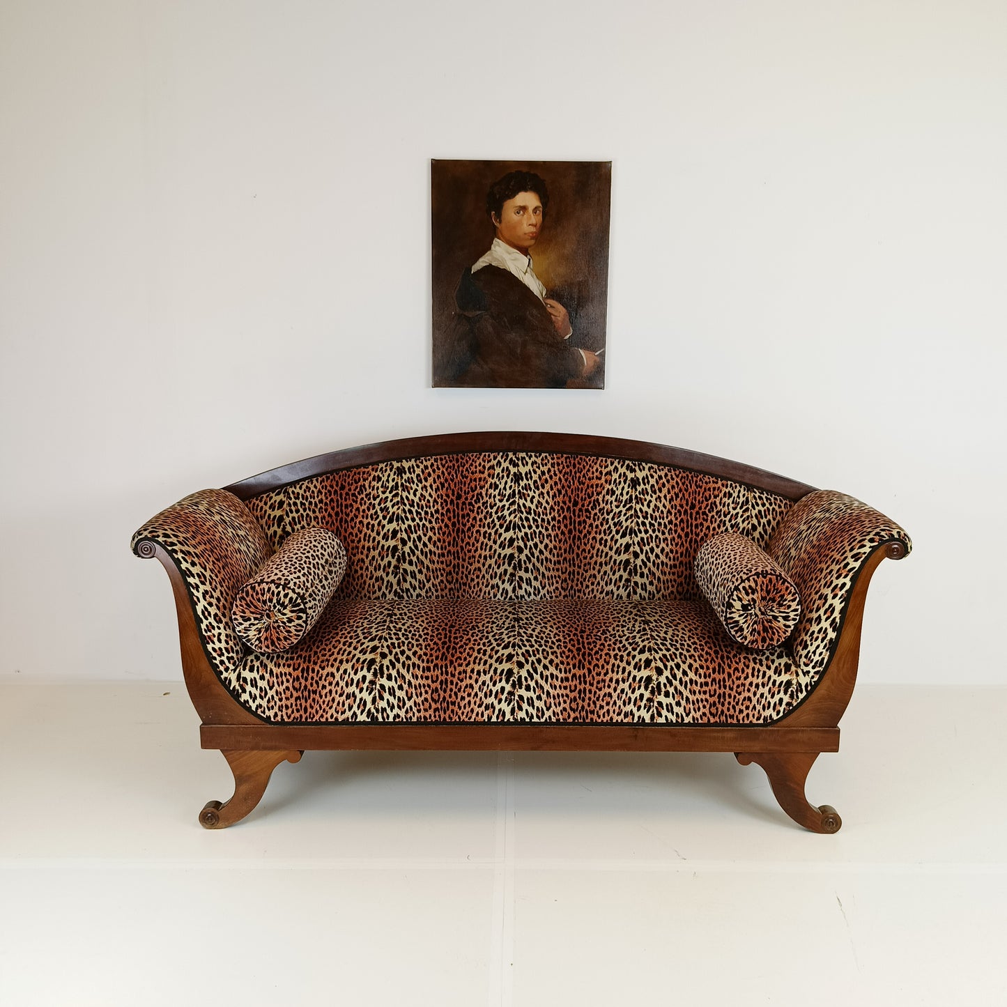 Biedermeyer Style Sofa In Leopard Trim