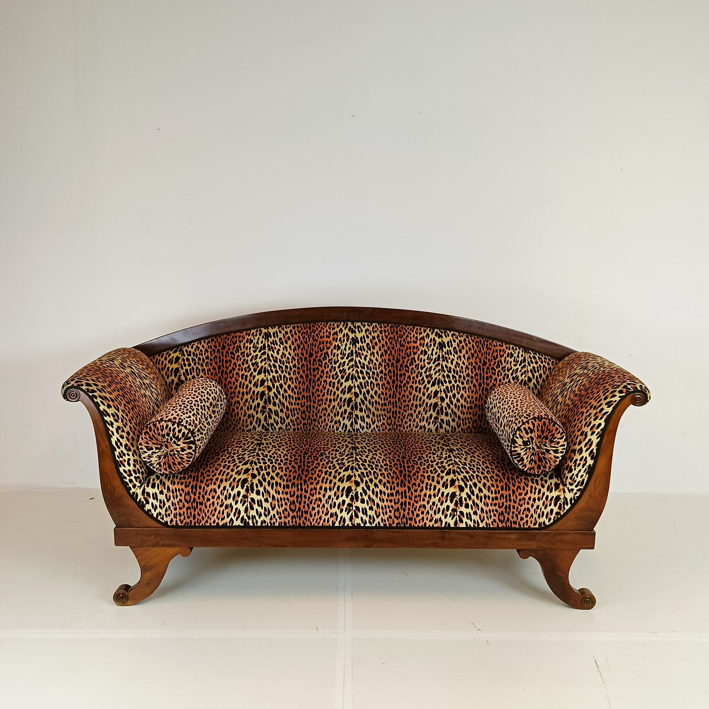 Biedermeyer Style Sofa In Leopard Trim