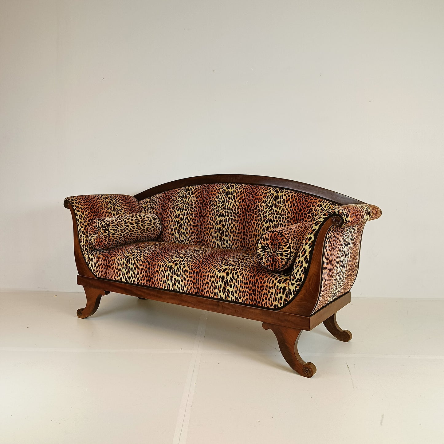 Biedermeyer Style Sofa In Leopard Trim