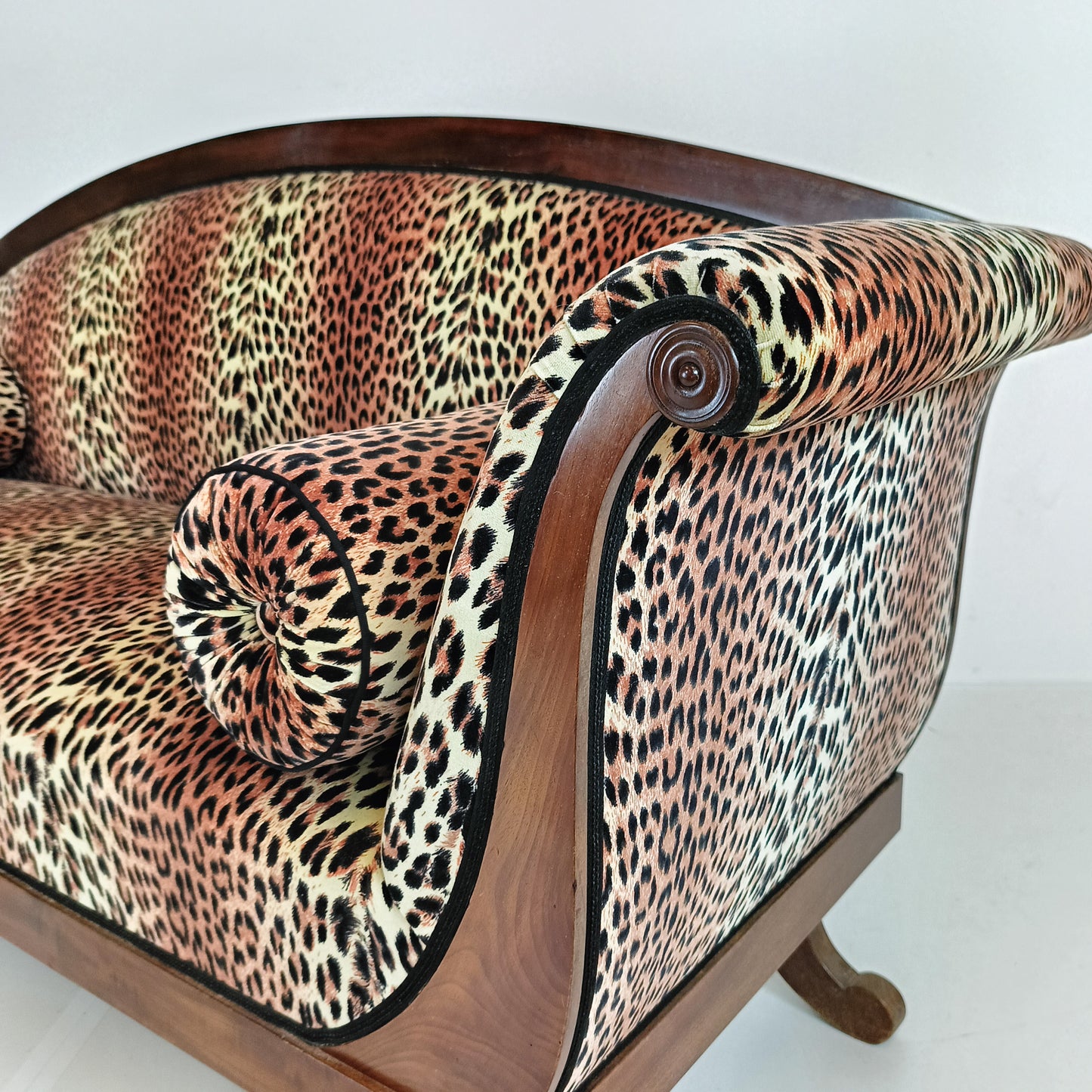 Biedermeyer Style Sofa In Leopard Trim