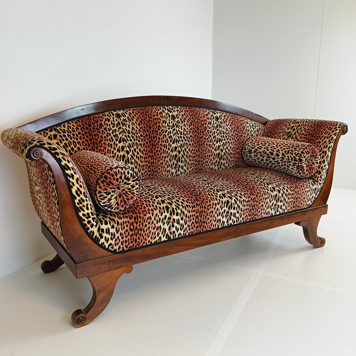 Biedermeyer Style Sofa In Leopard Trim