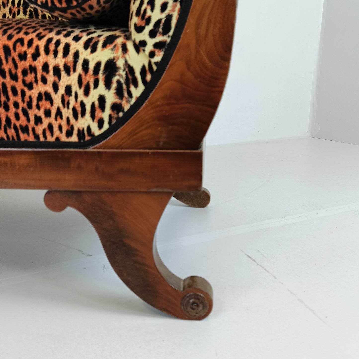 Biedermeyer Style Sofa In Leopard Trim