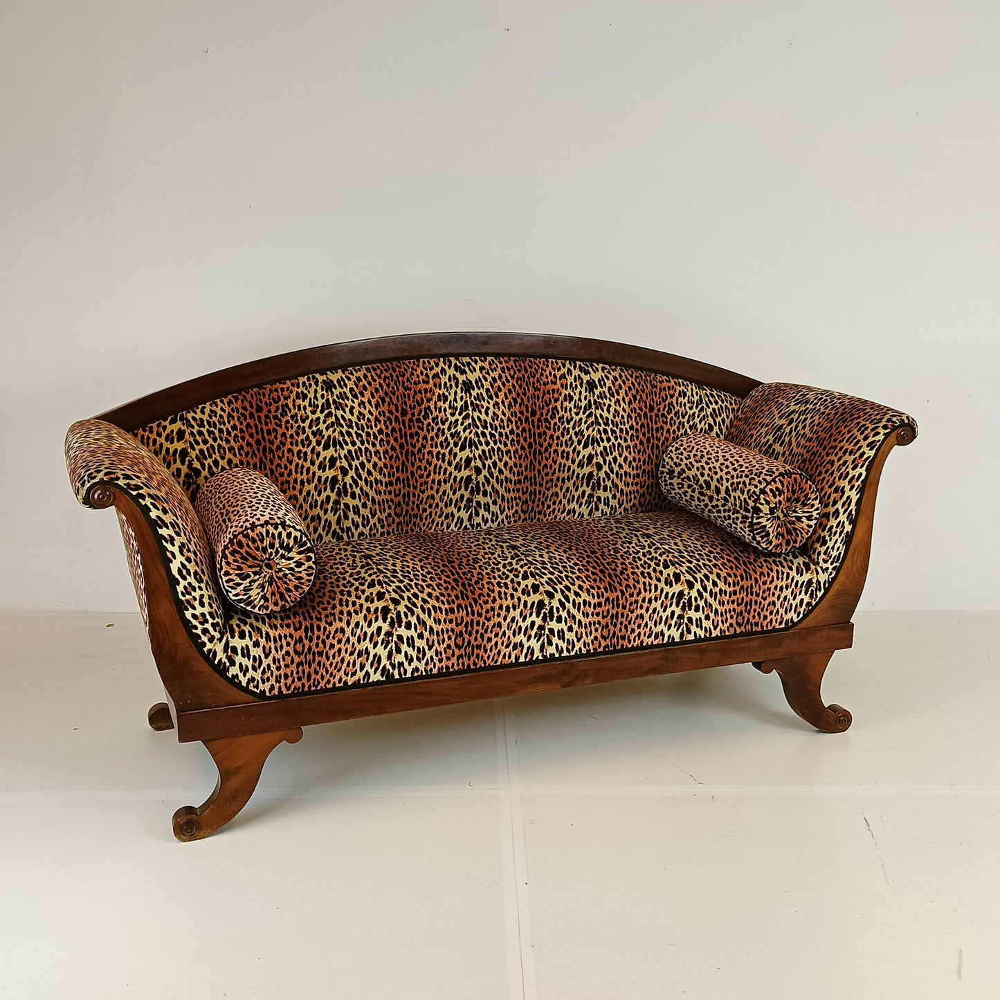 Biedermeyer Style Sofa In Leopard Trim