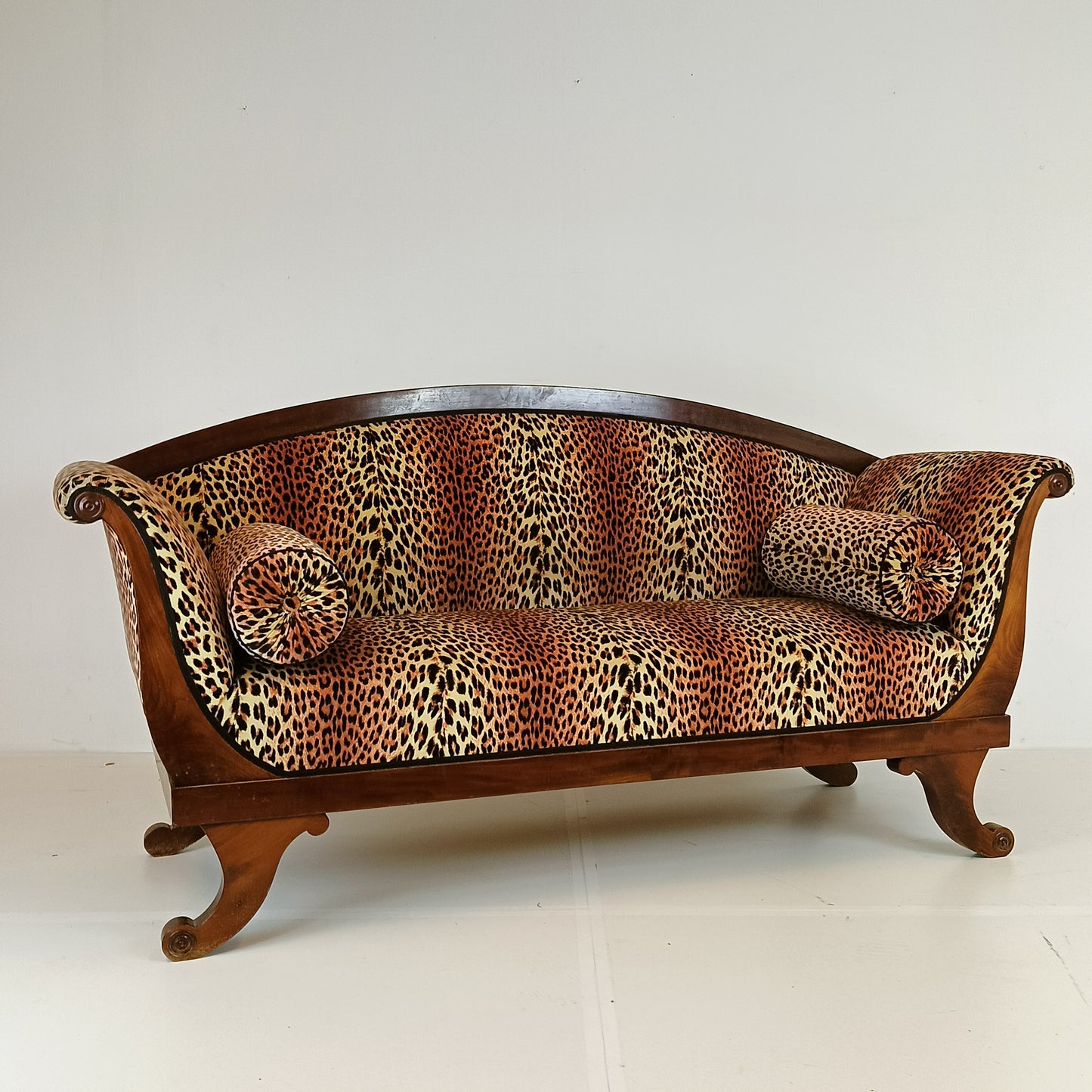 Biedermeyer Style Sofa In Leopard Trim