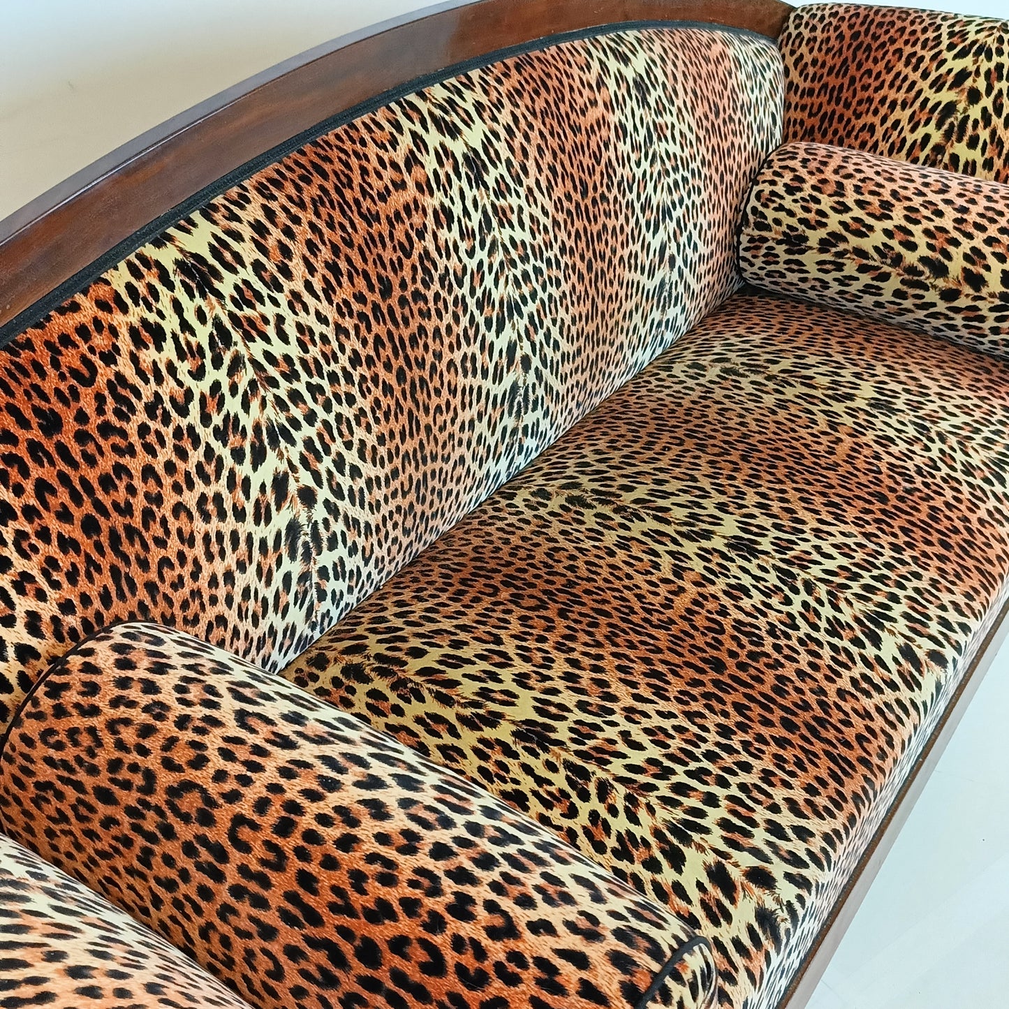 Biedermeyer Style Sofa In Leopard Trim