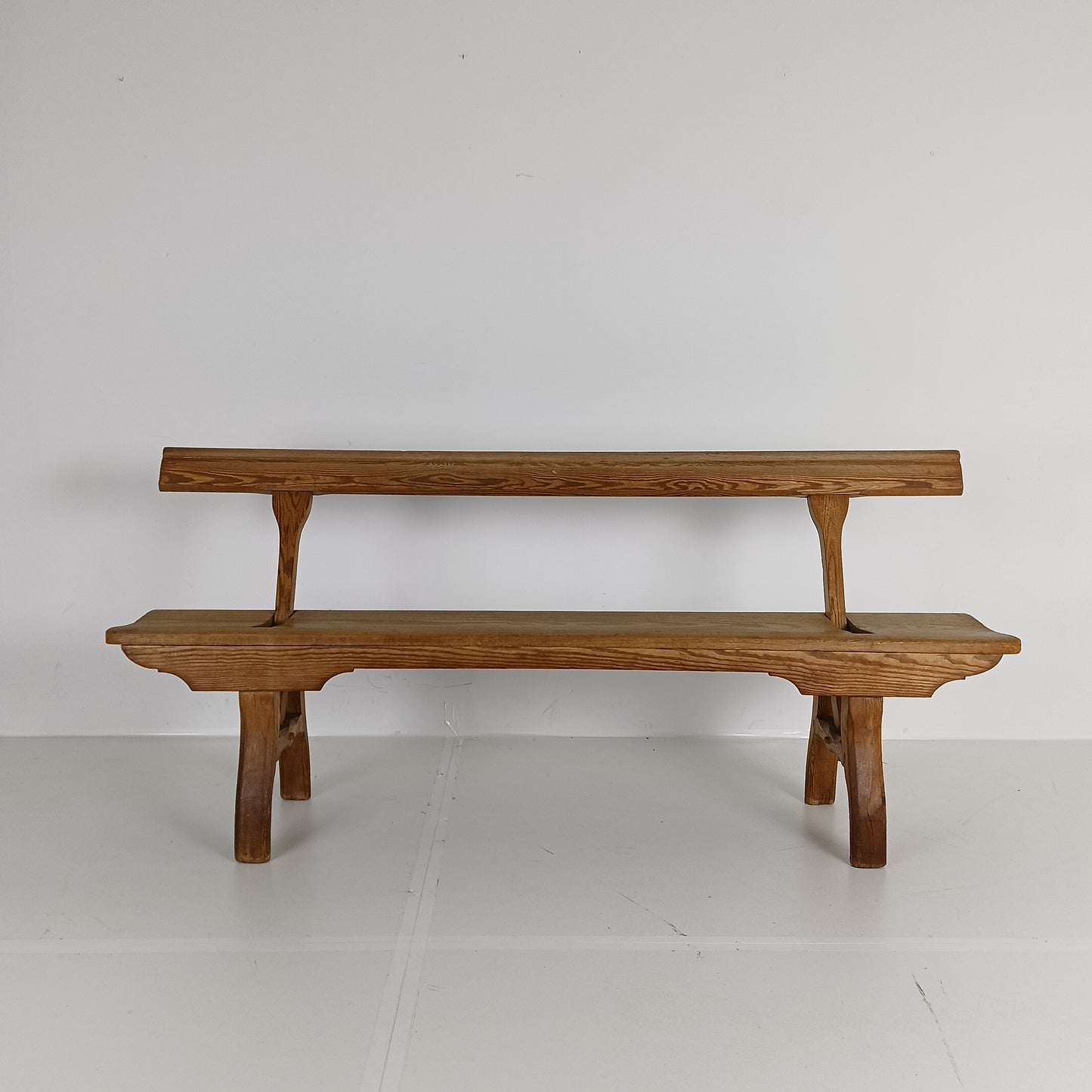 Victorian Pitch Pine Short Railway Antique Bench