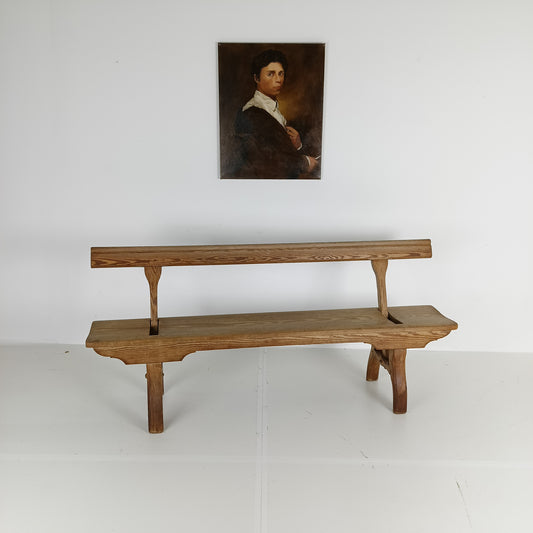 Victorian Pitch Pine Short Railway Antique Bench