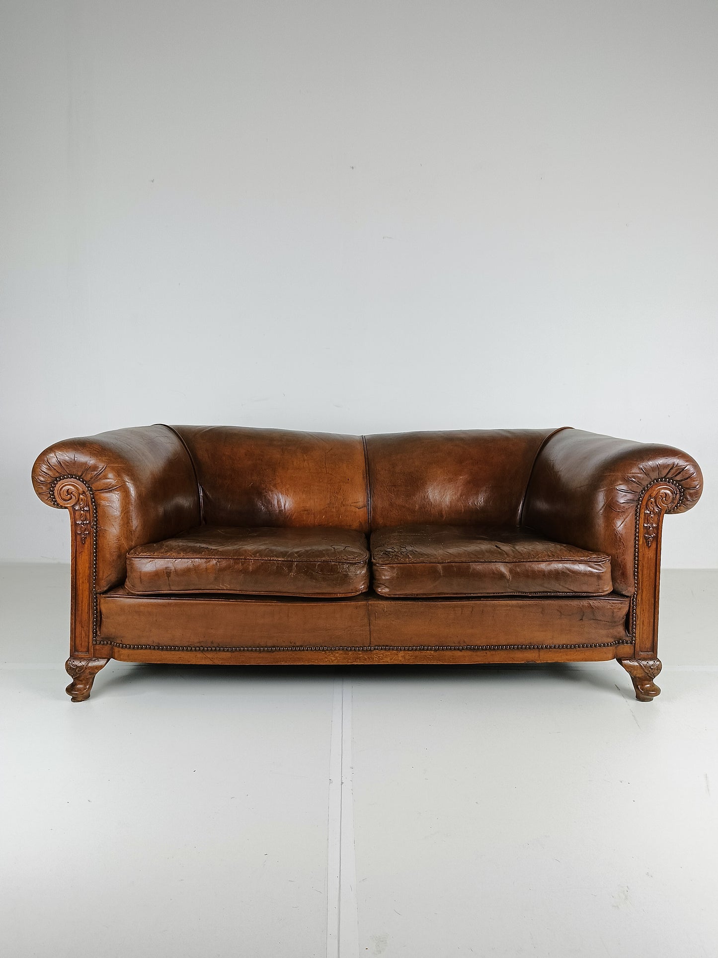 Beautiful Antique Patina Sheep Leather Sofa