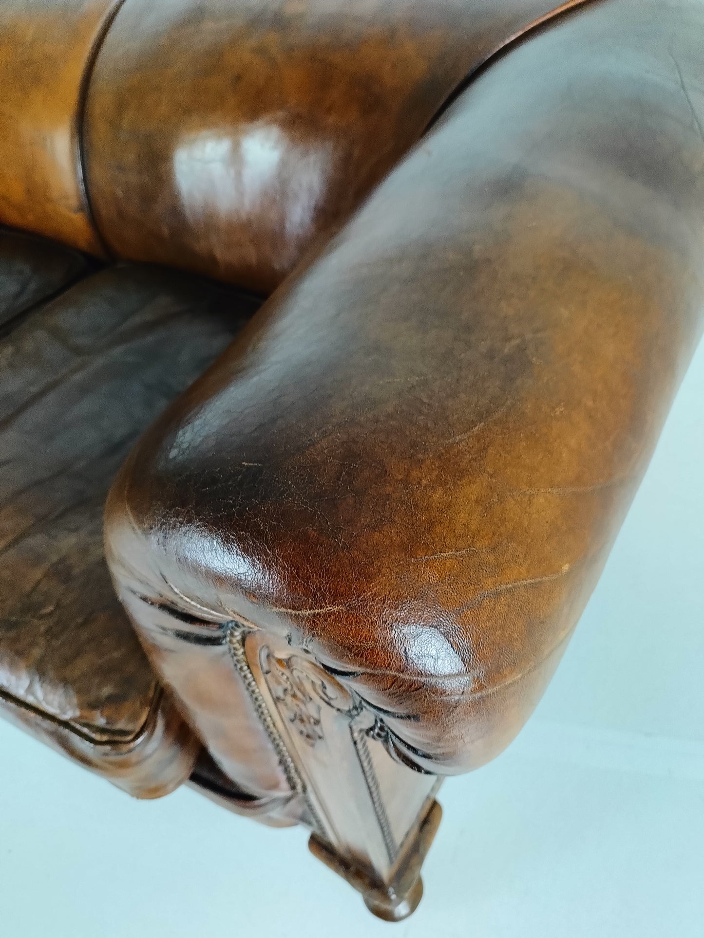 Beautiful Antique Patina Sheep Leather Sofa