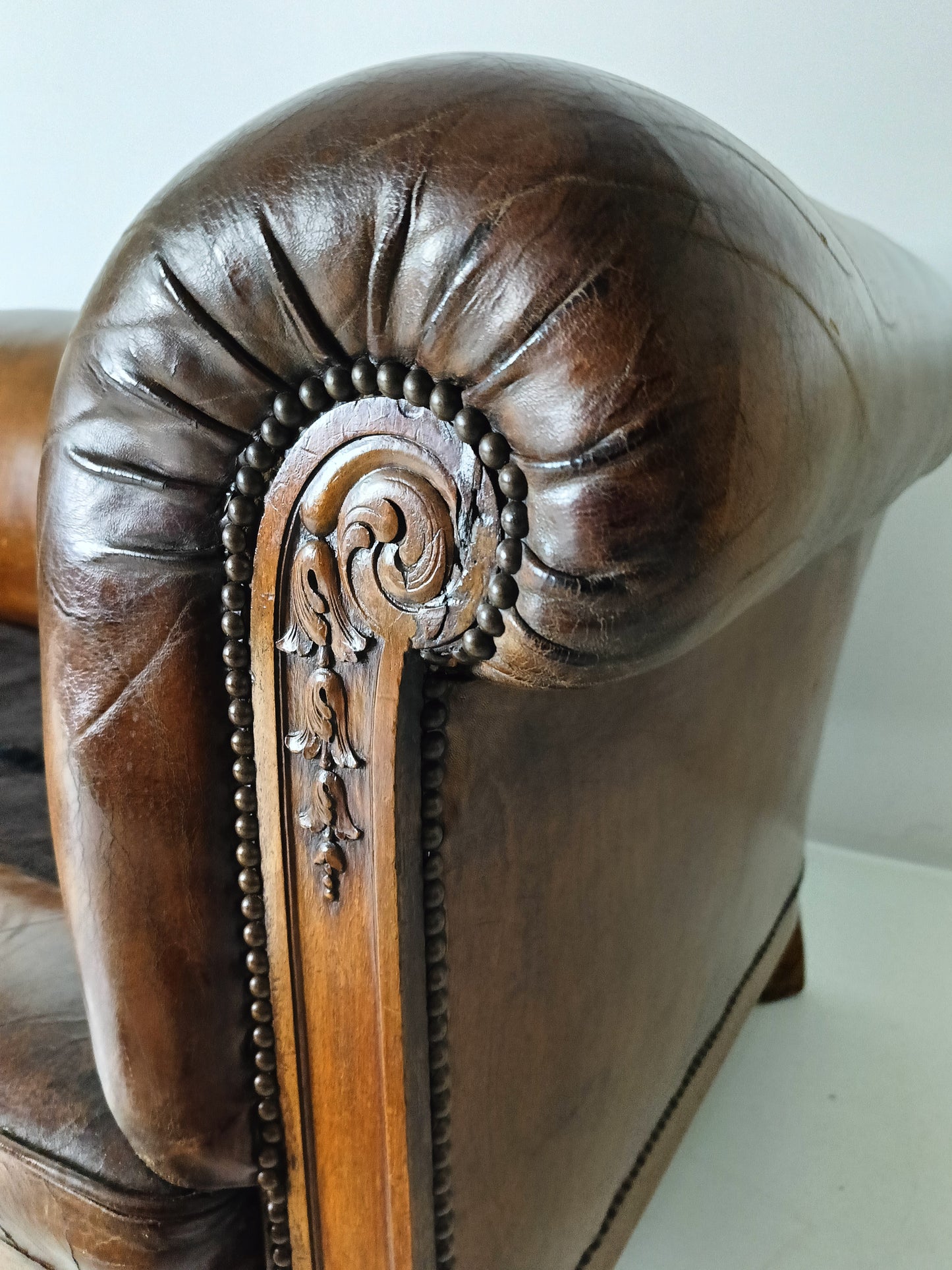 Beautiful Antique Patina Sheep Leather Sofa