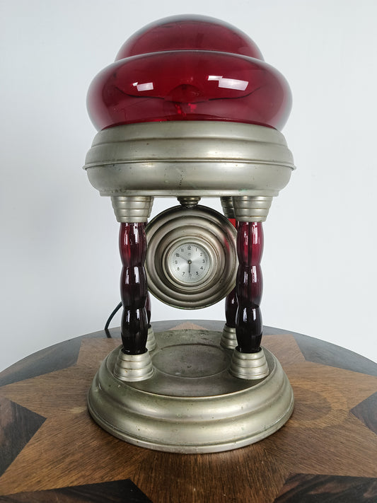 Unique Vintage Tin Lamp With Clockwork