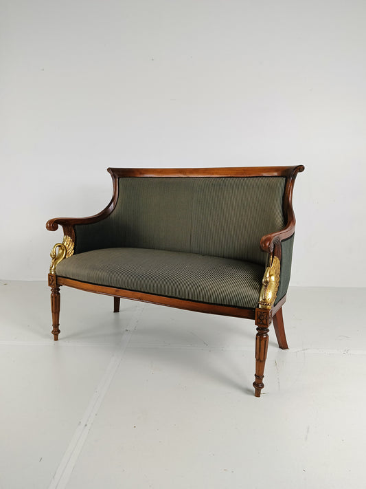 Neoclassical Carved Swan Bench