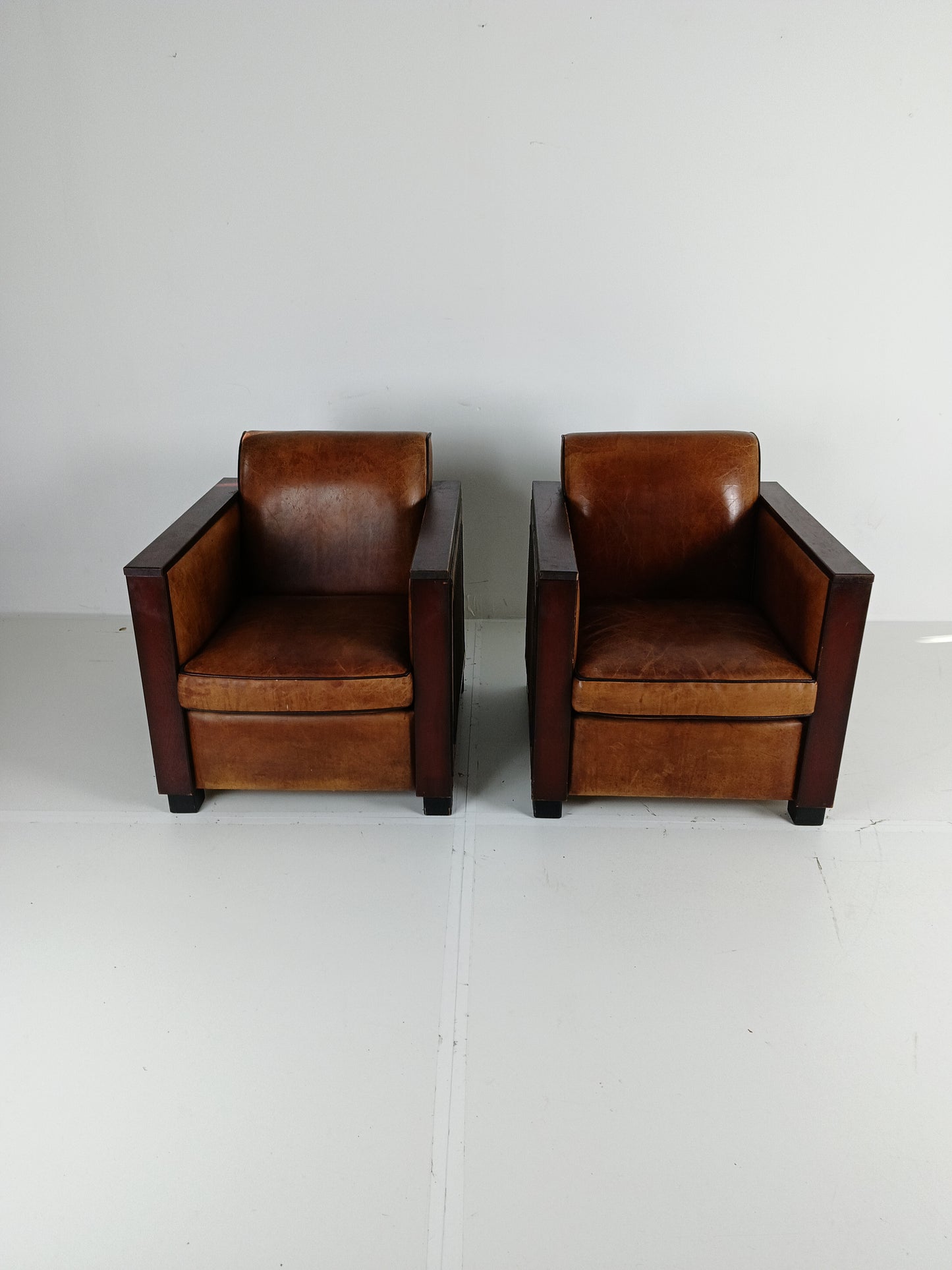 Art Deco Sheep Leather Armchairs