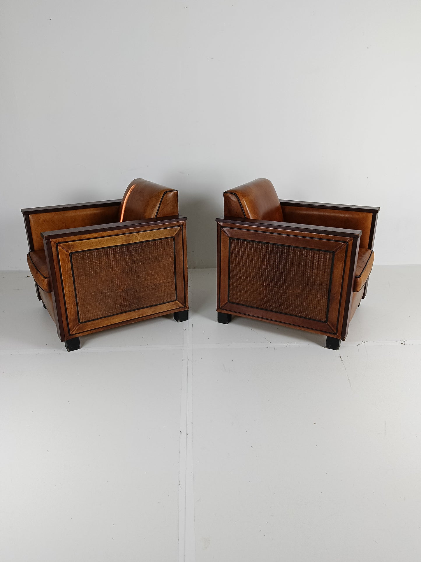 Art Deco Sheep Leather Armchairs