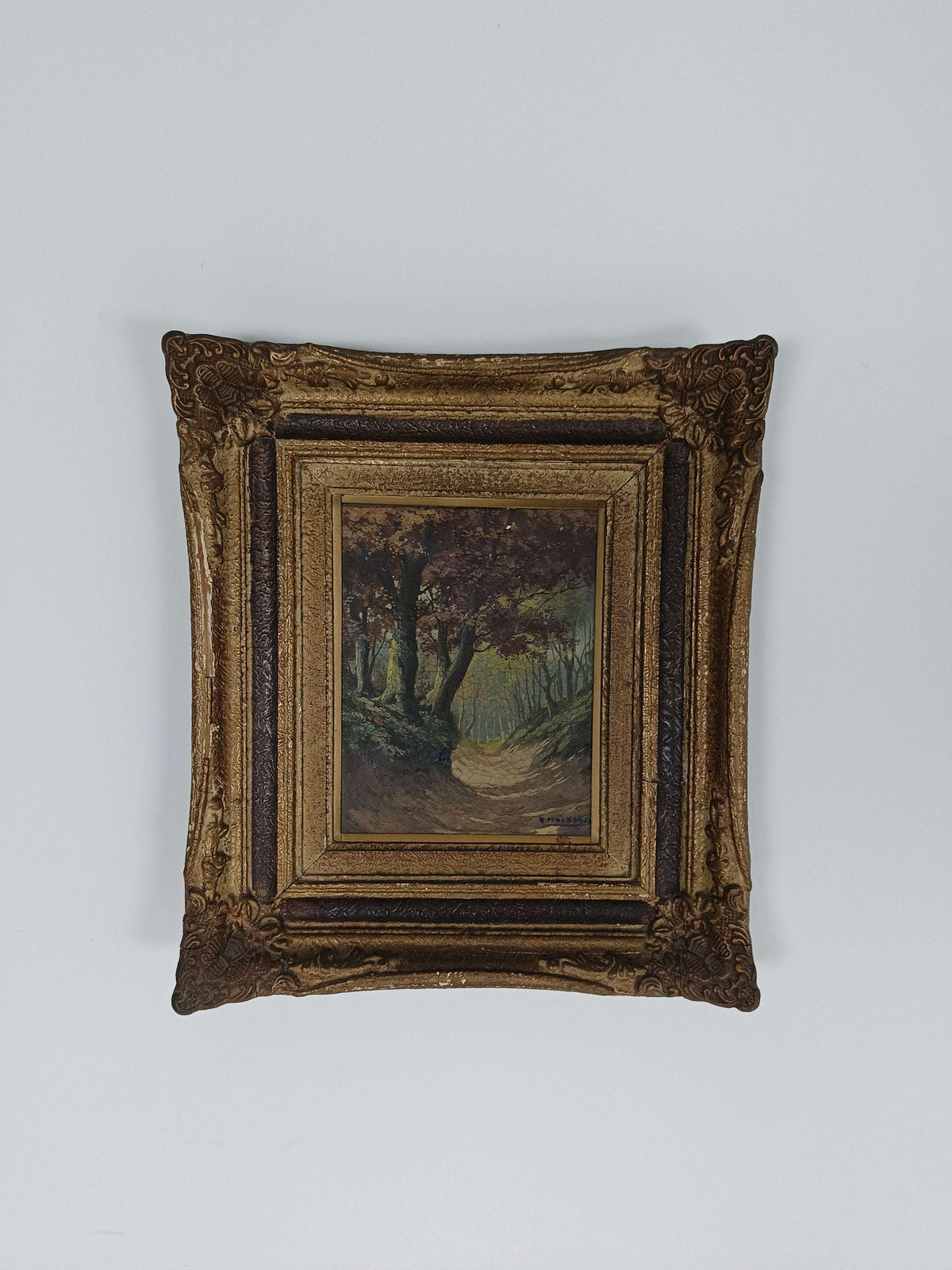 Painting Of Forest With Golden Frame Painting Of Forest With Golden Frame
