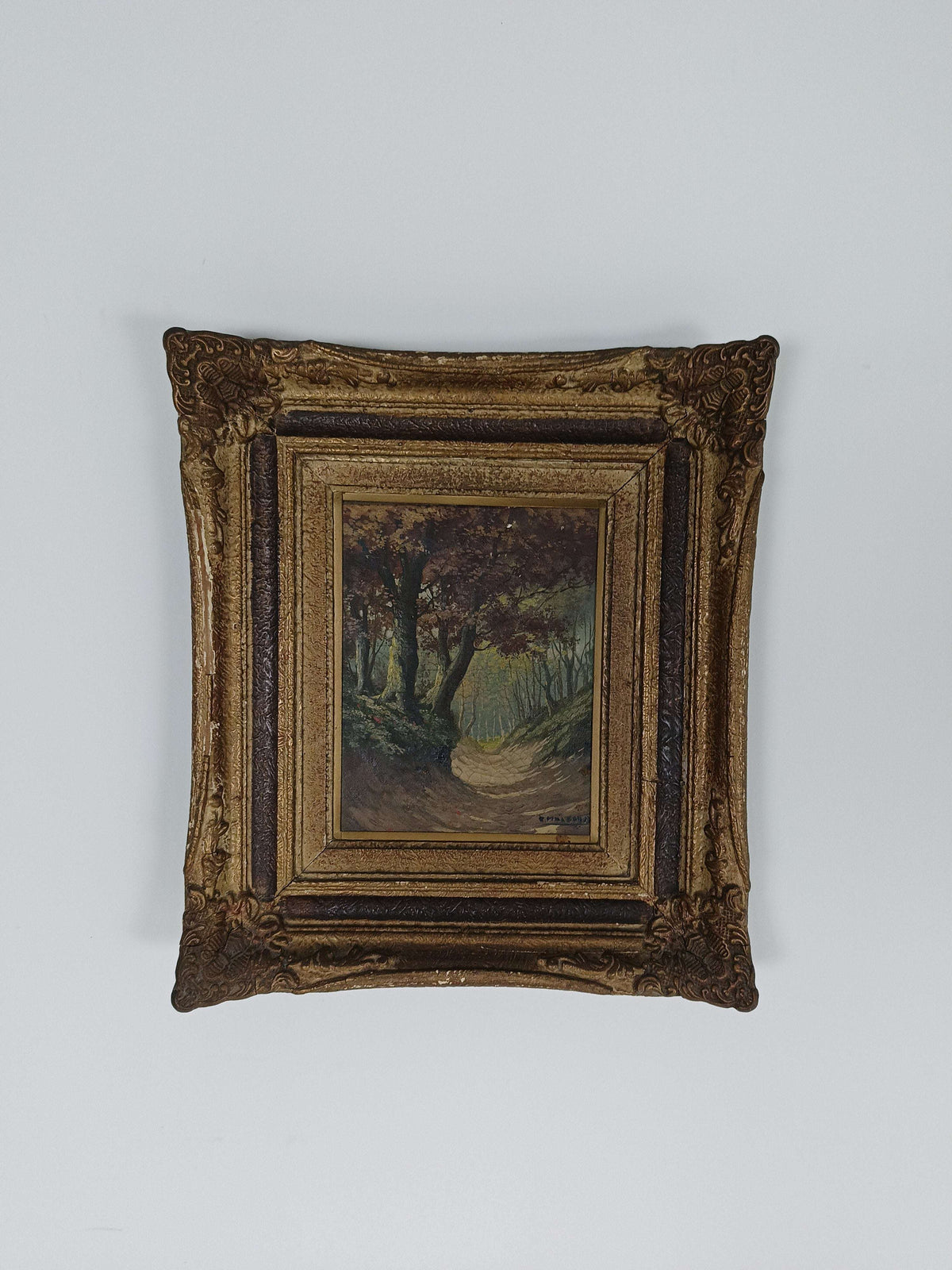 Painting Of Forest With Golden Frame Painting Of Forest With Golden Frame