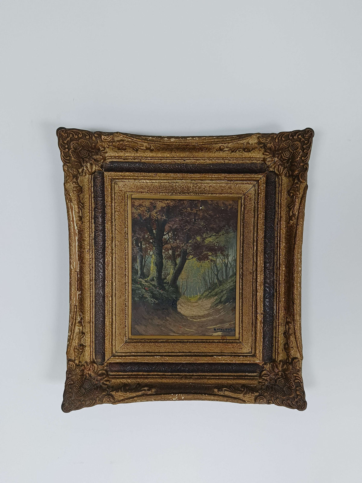 Painting Of Forest With Golden Frame Painting Of Forest With Golden Frame