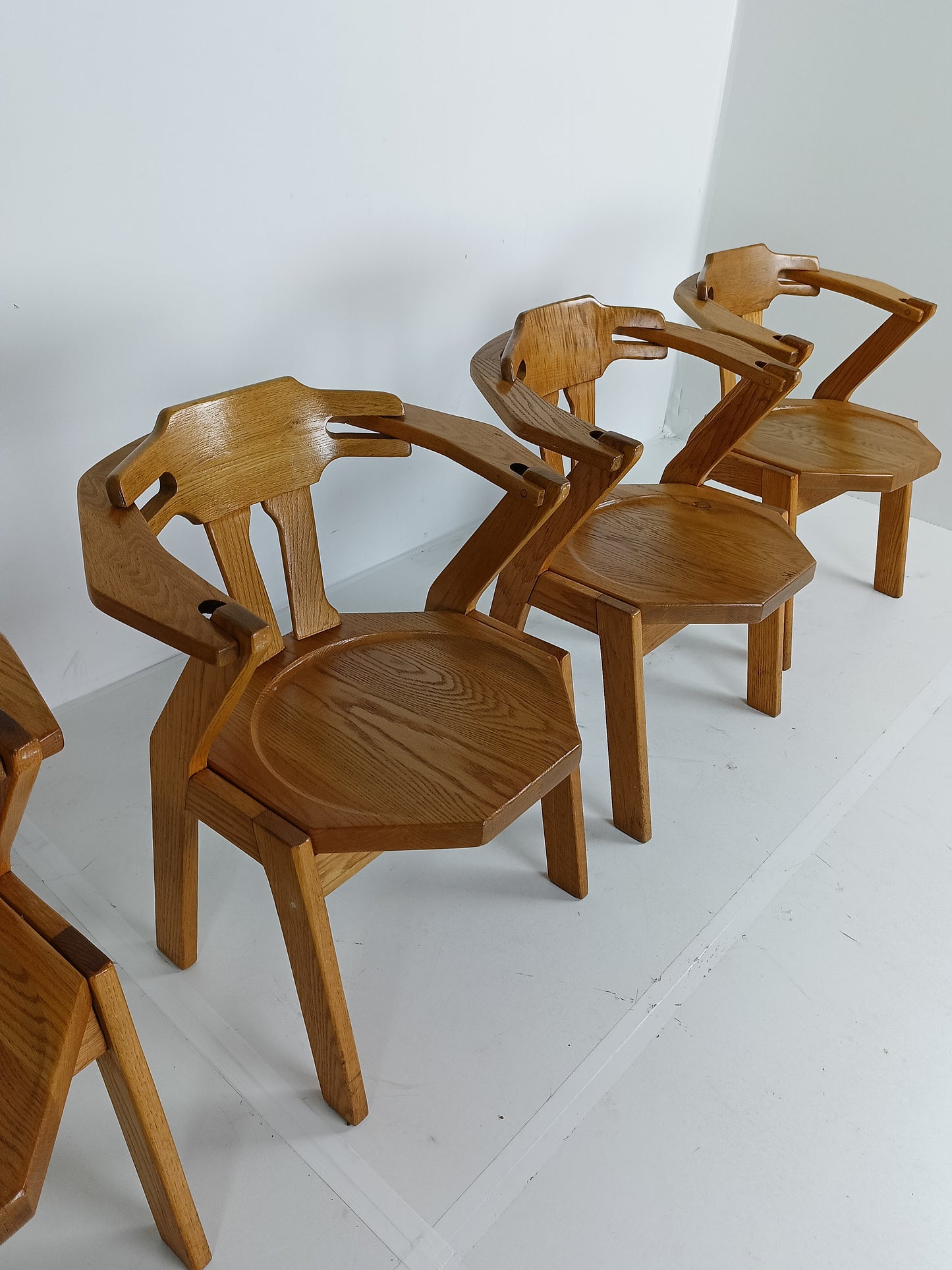 Set Of Four Brutalist Chairs With Armrests