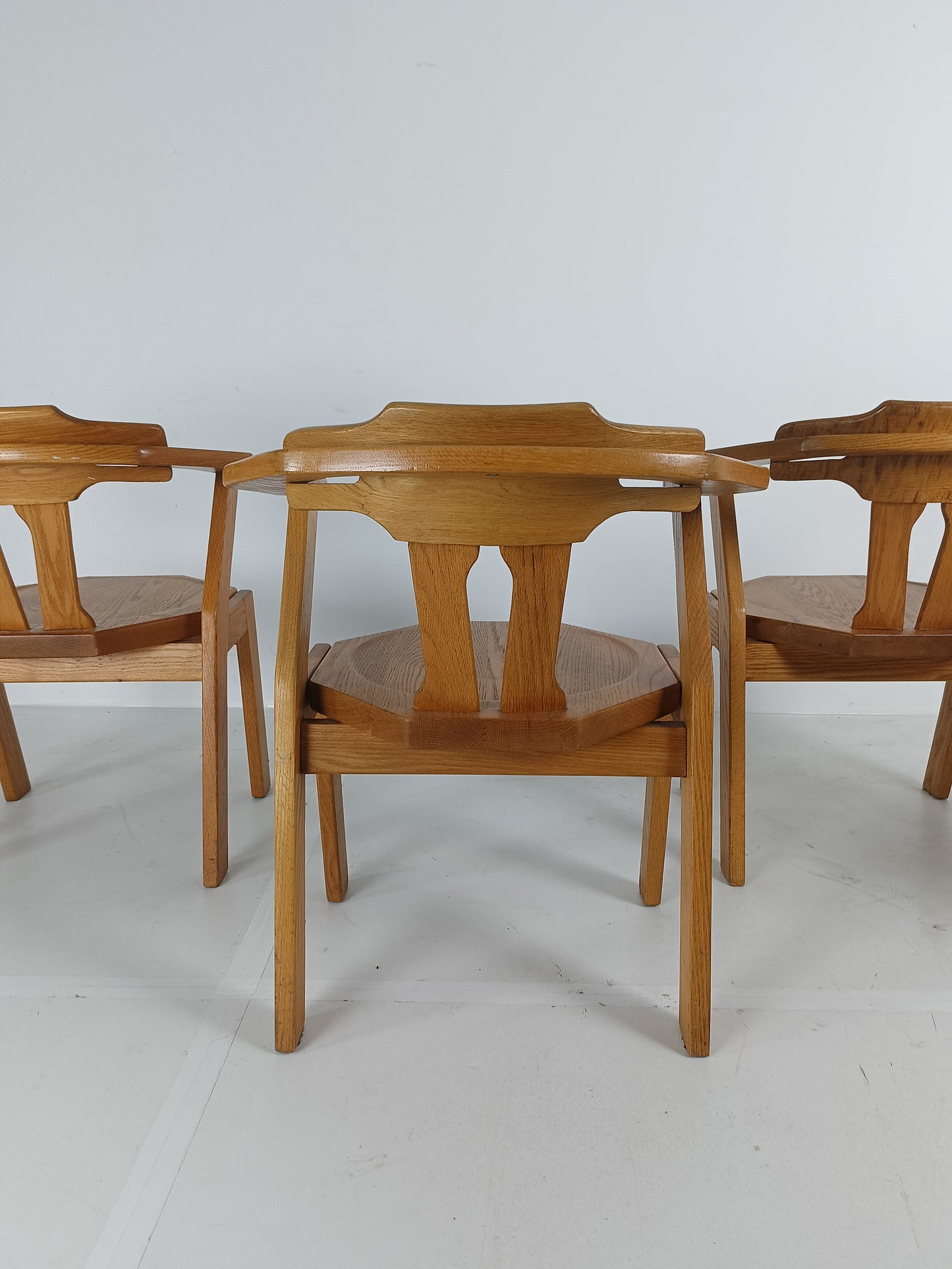 Set Of Four Brutalist Chairs With Armrests