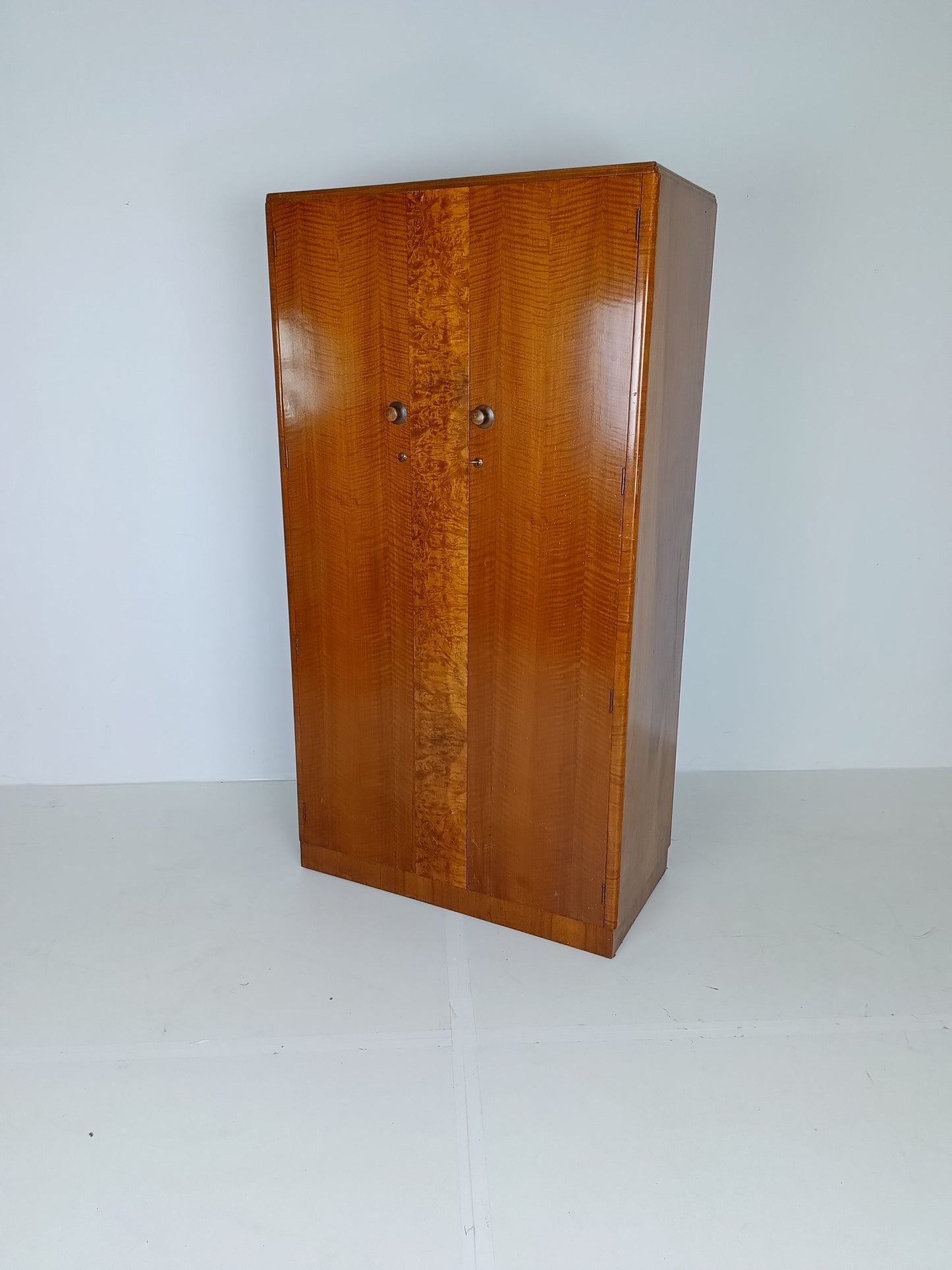 Stunning English Art Deco Burrnut Wardrobe