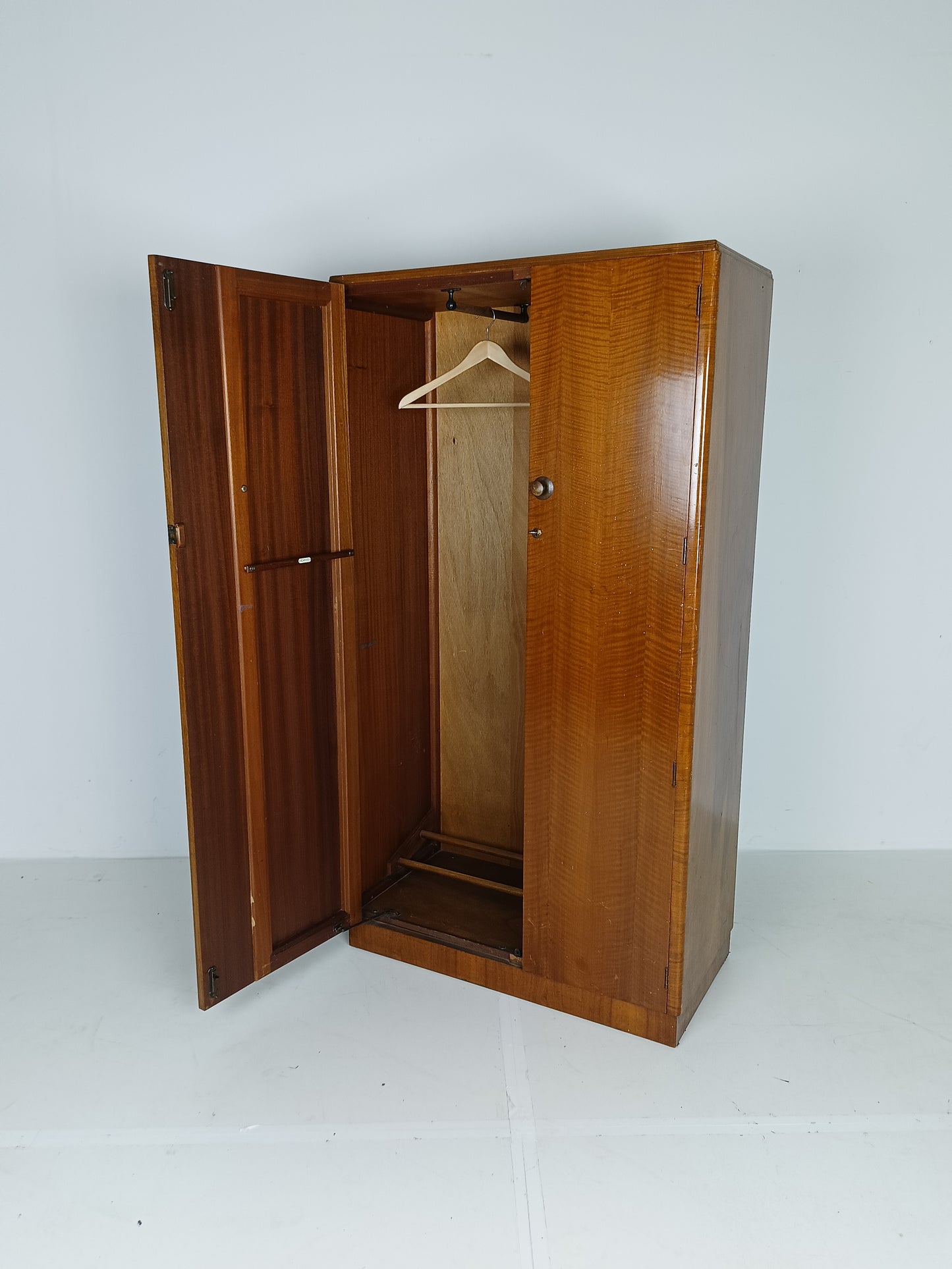 Stunning English Art Deco Burrnut Wardrobe