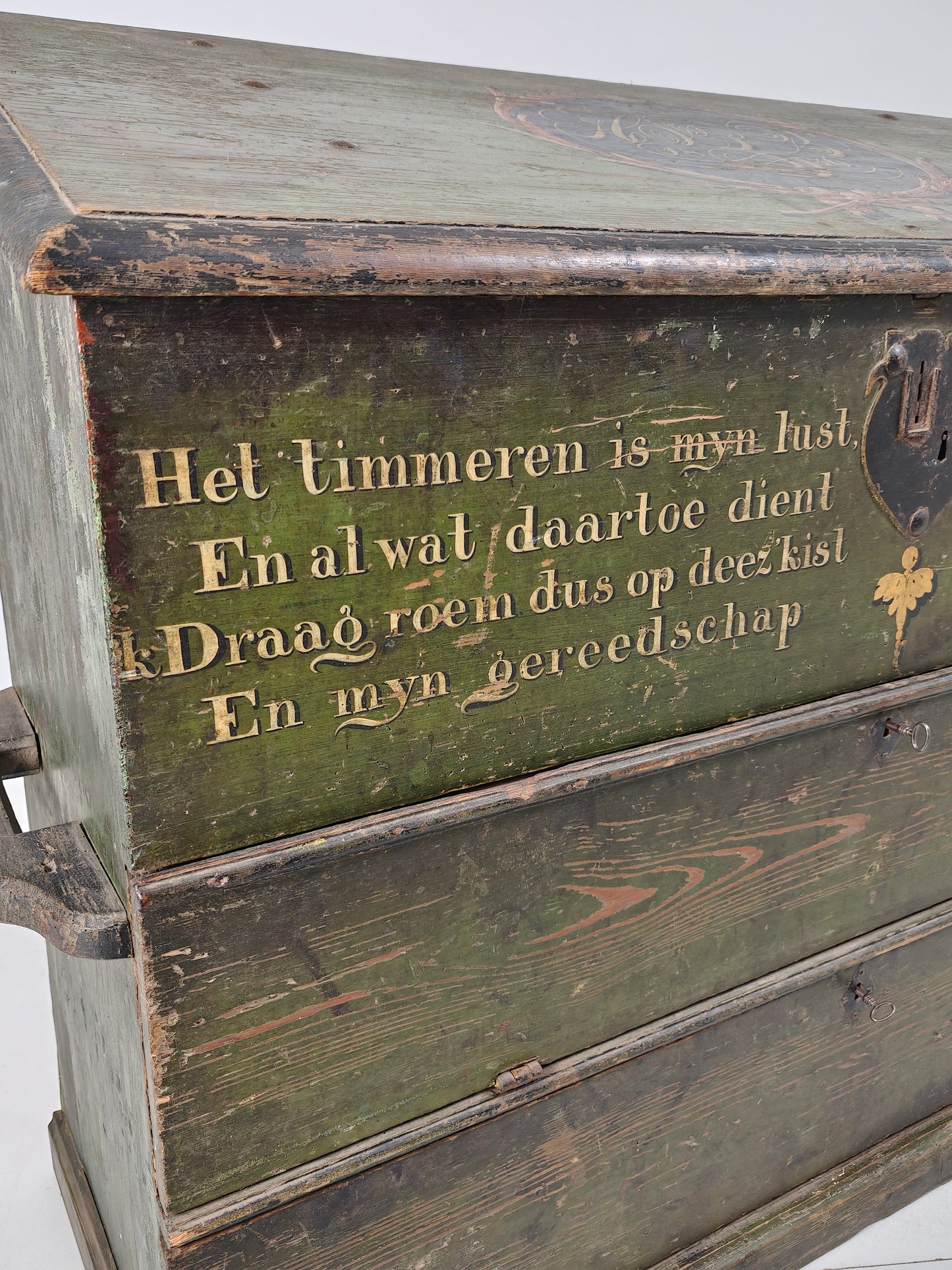 Dutch Hand-Painted Tool Chest | 1836 | Folk Art