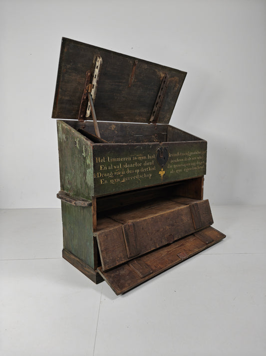 Dutch Hand-Painted Tool Chest | 1836 | Folk Art