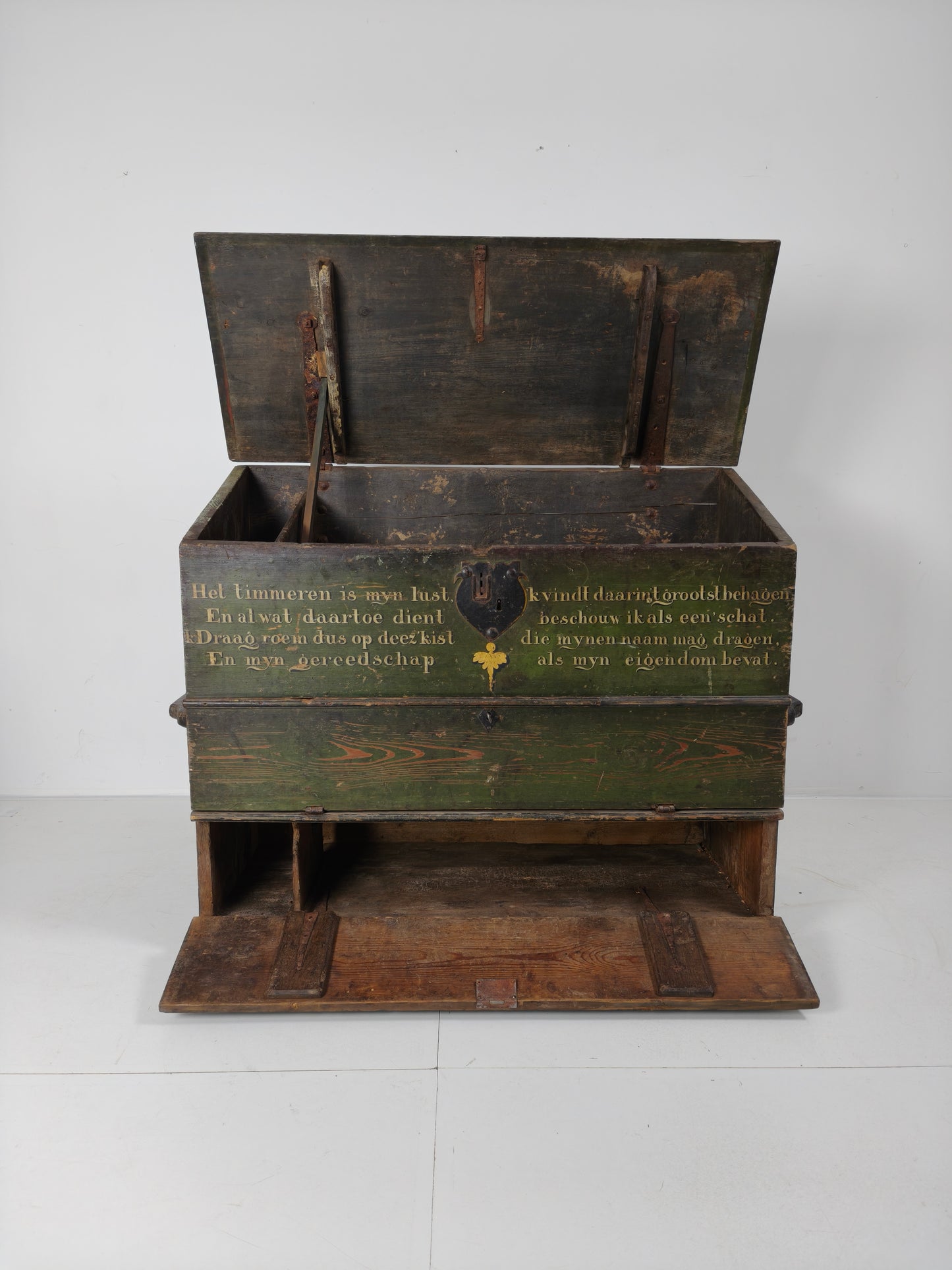 Dutch Hand-Painted Tool Chest | 1836 | Folk Art