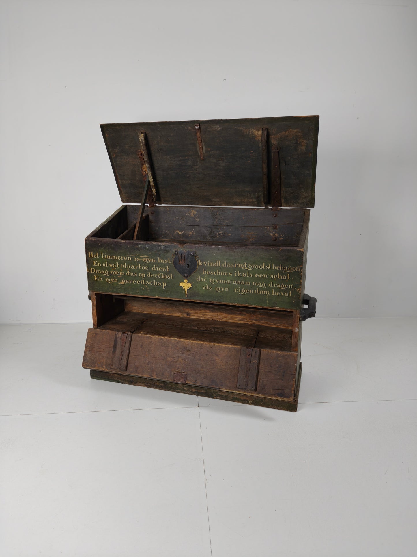 Dutch Hand-Painted Tool Chest | 1836 | Folk Art