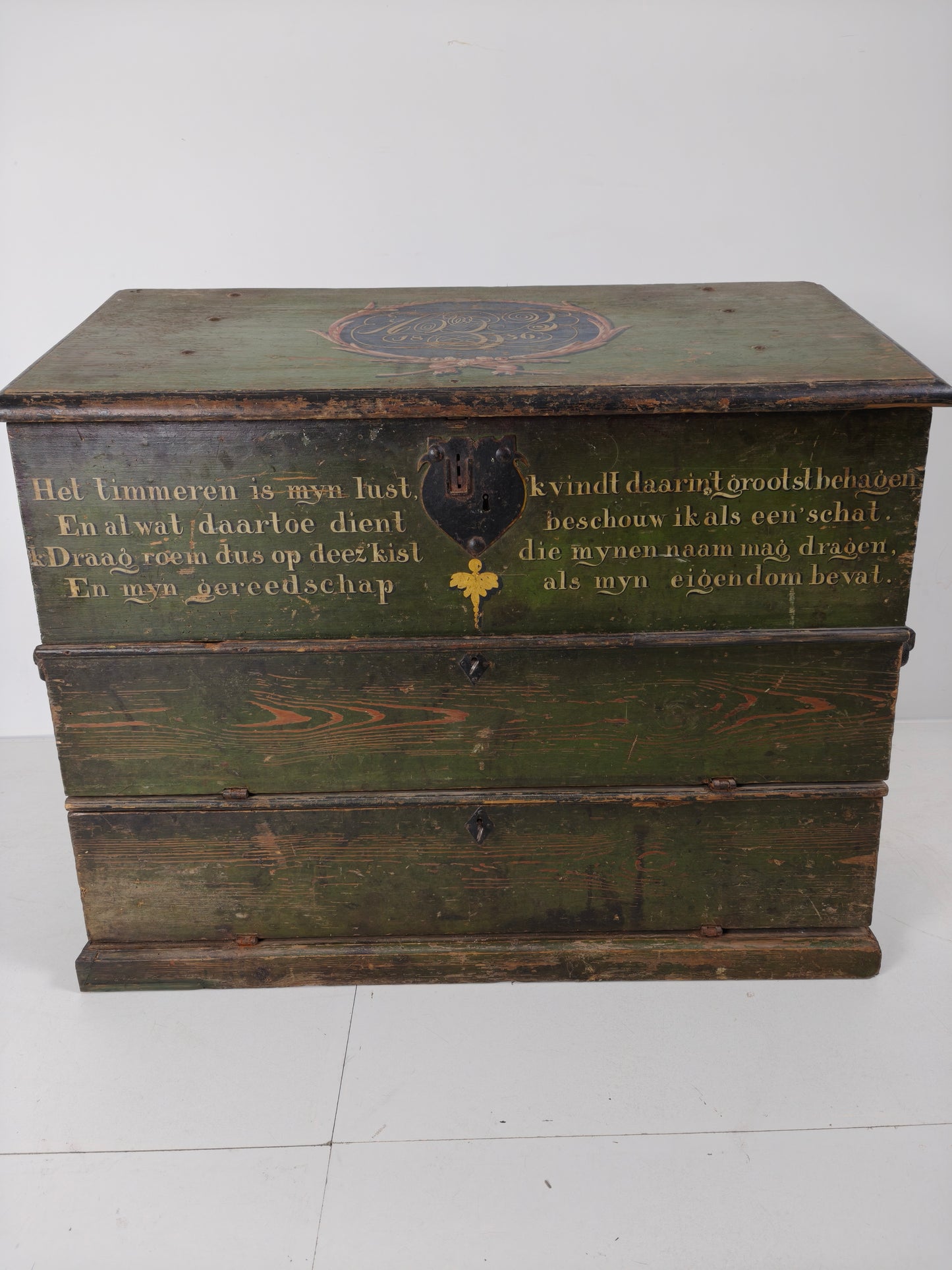 Dutch Hand-Painted Tool Chest | 1836 | Folk Art