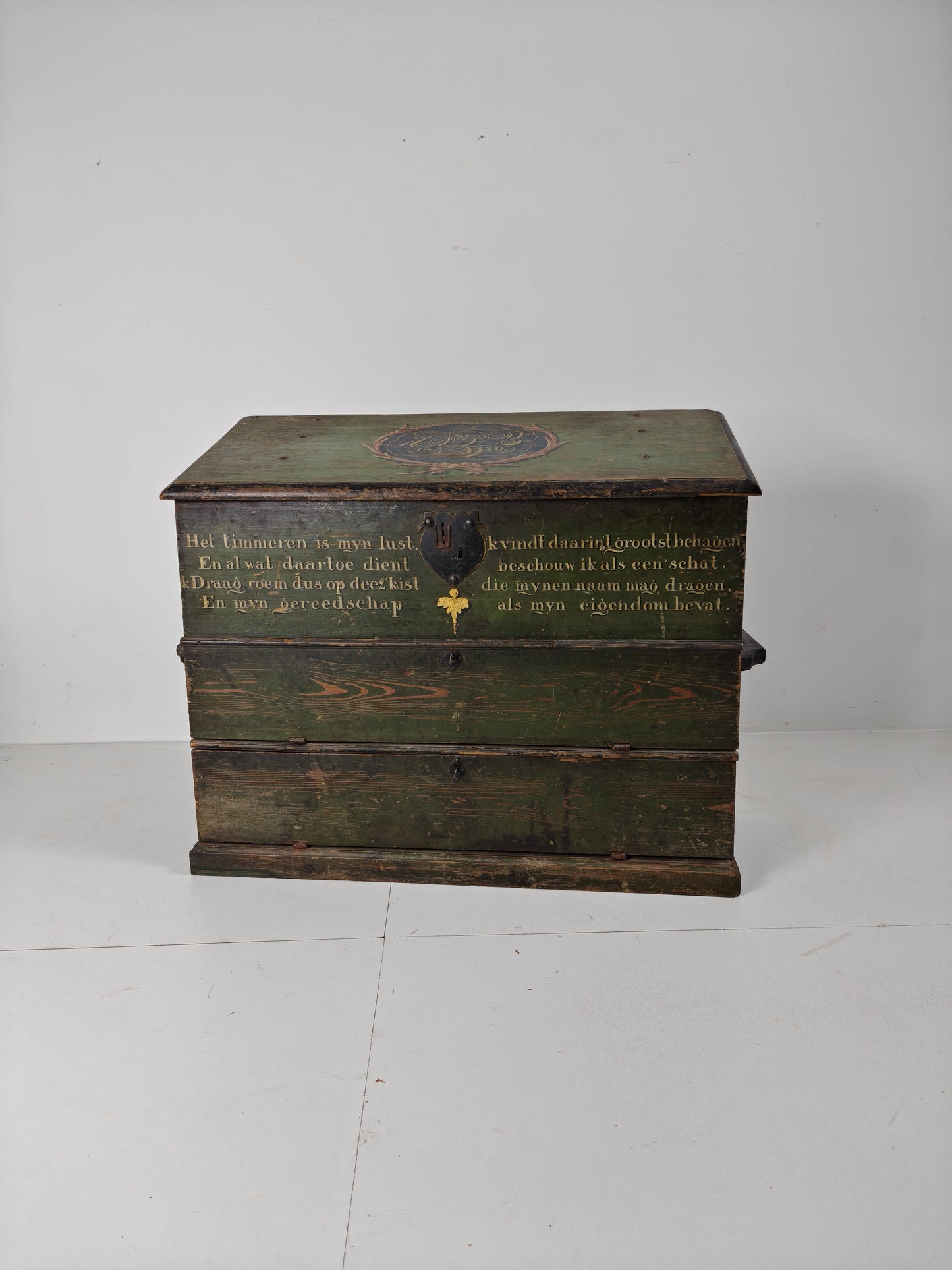 Dutch Hand-Painted Tool Chest | 1836 | Folk Art