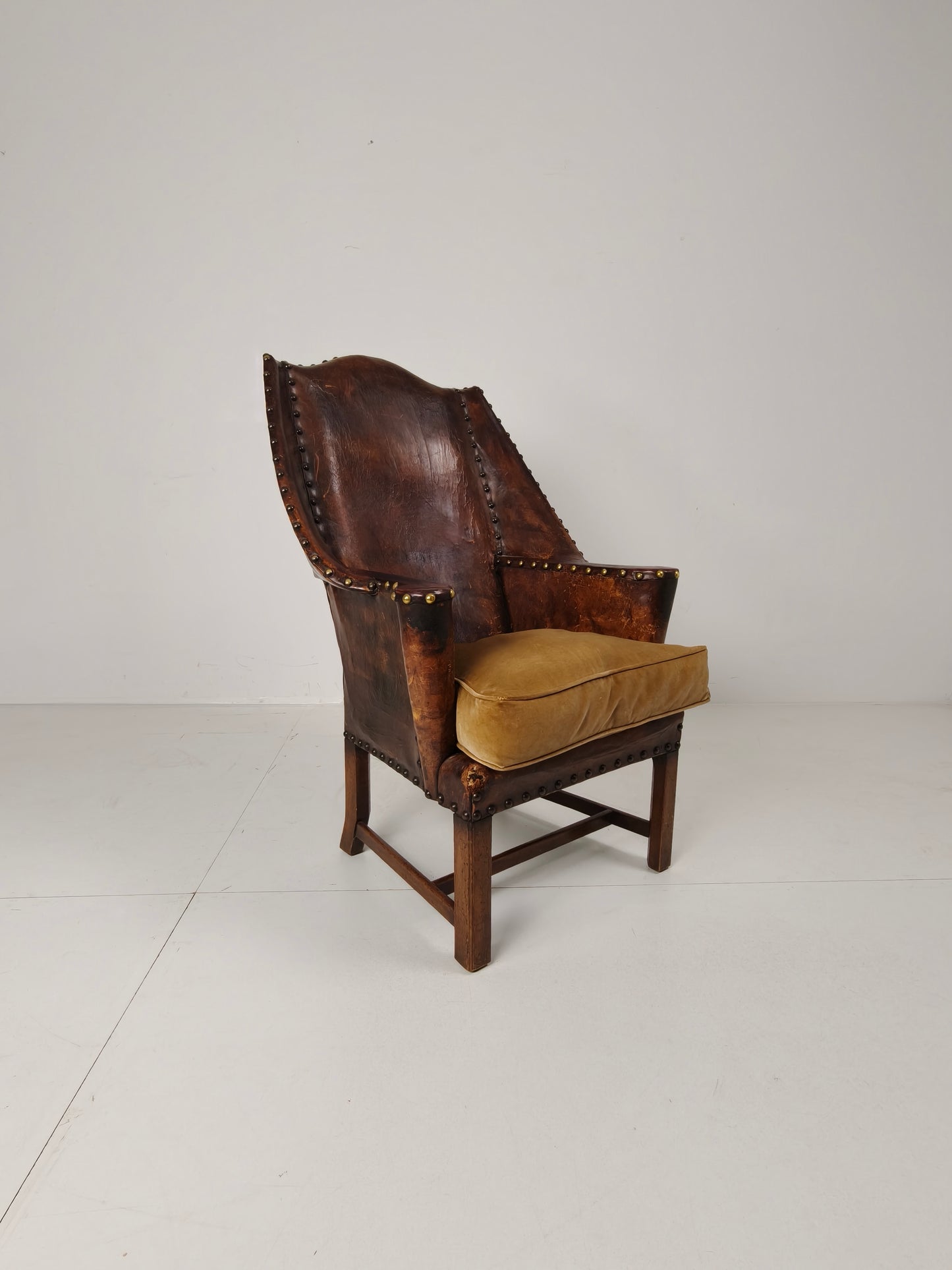 Antique Leather Armchair, England Circa 1800