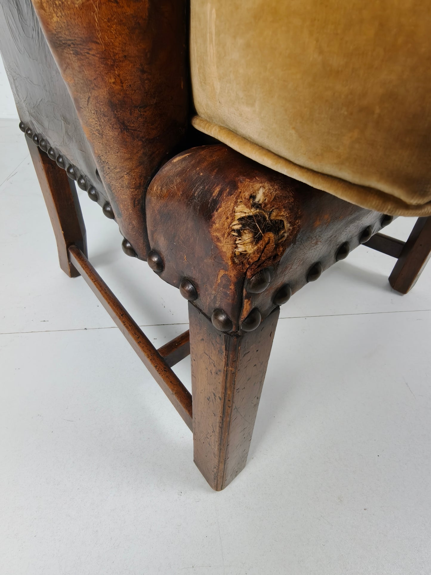 Antique Leather Armchair, England Circa 1800