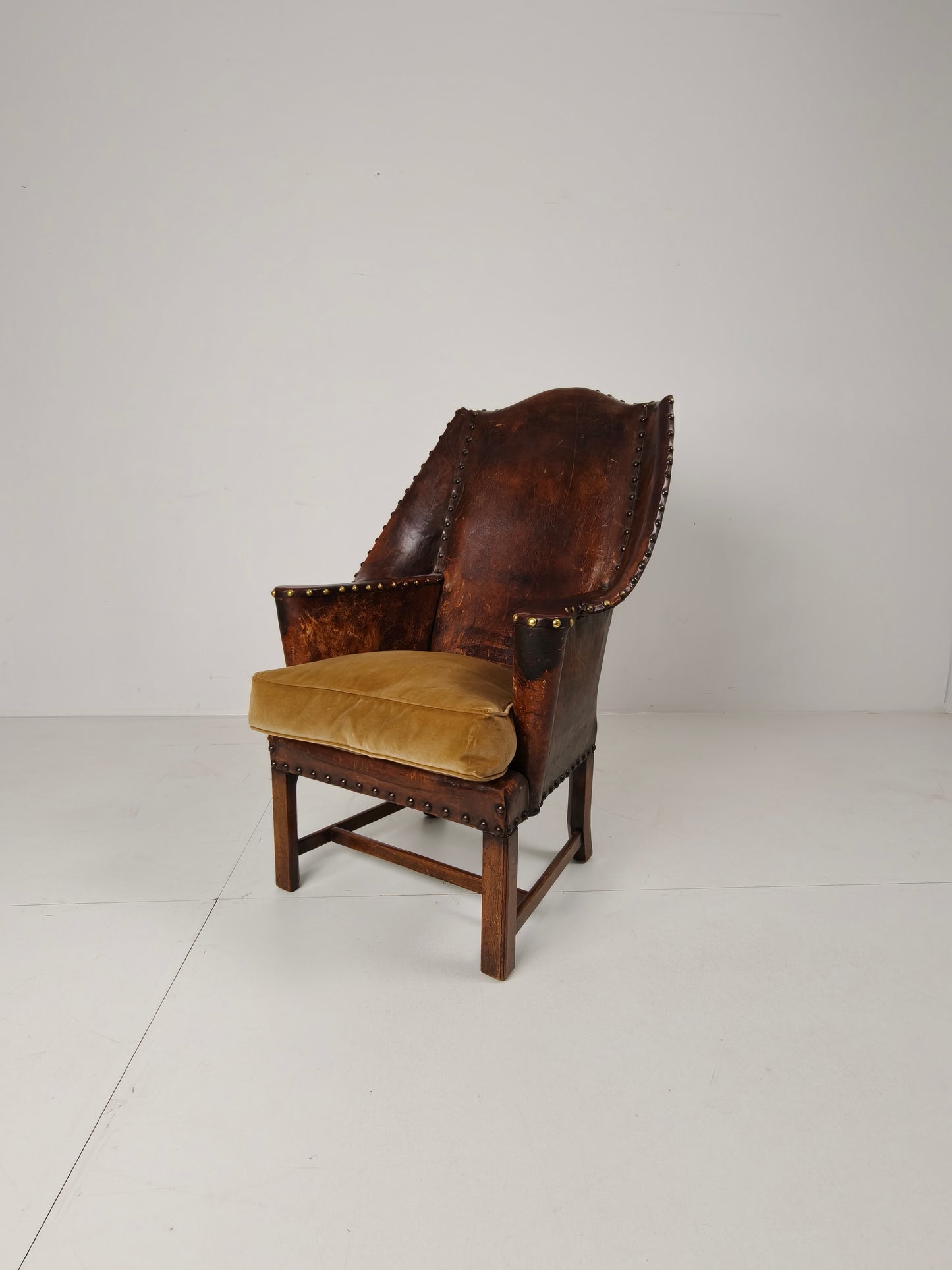 Antique Leather Armchair, England Circa 1800