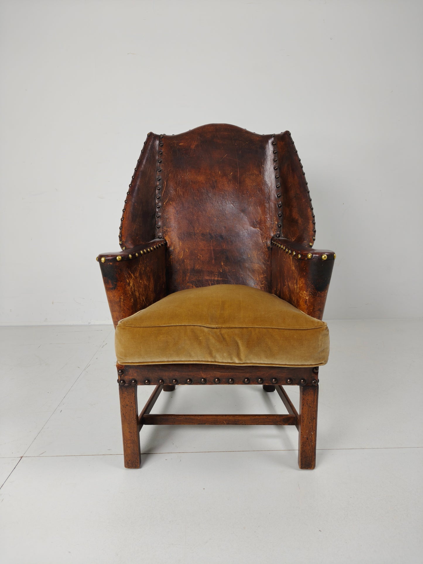 Antique Leather Armchair, England Circa 1800