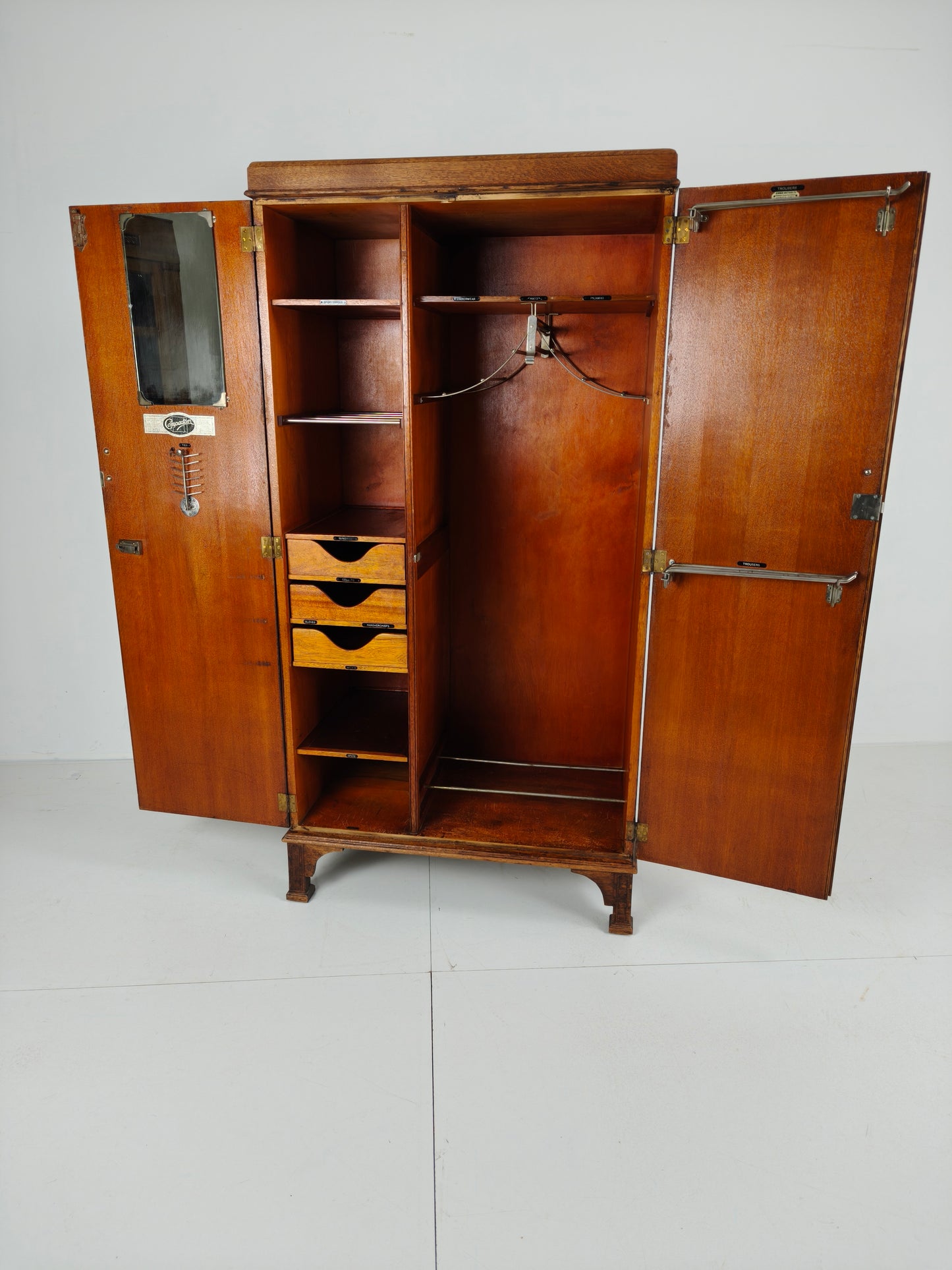 1920s Light Oak Compactom Ltd Gentleman’s Wardrobe