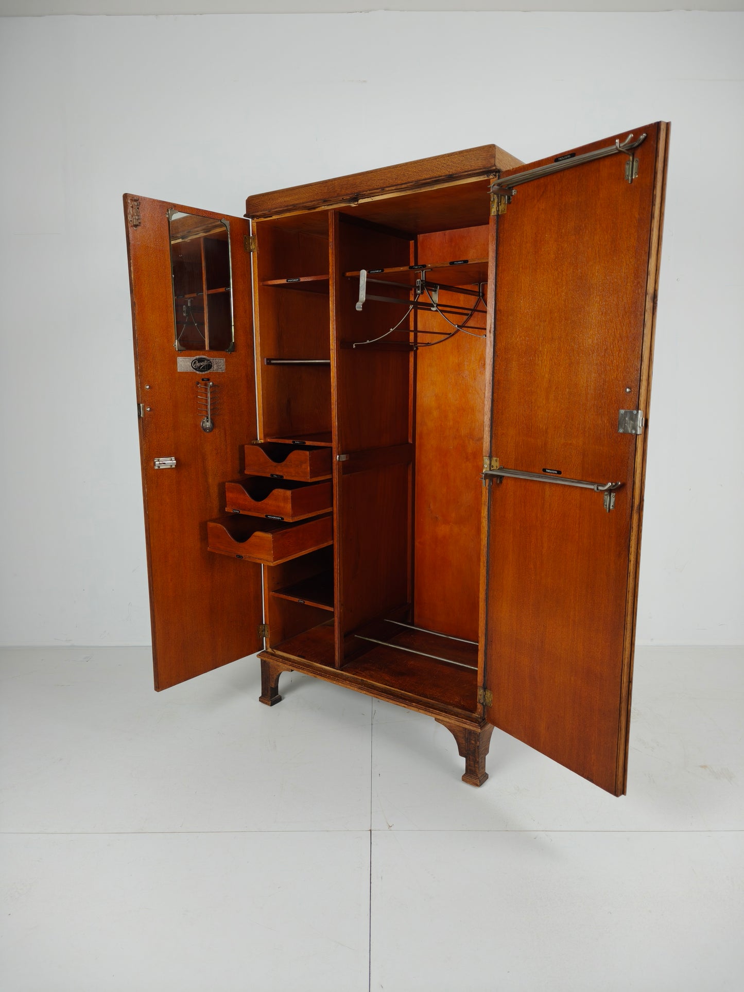 1920s Light Oak Compactom Ltd Gentleman’s Wardrobe