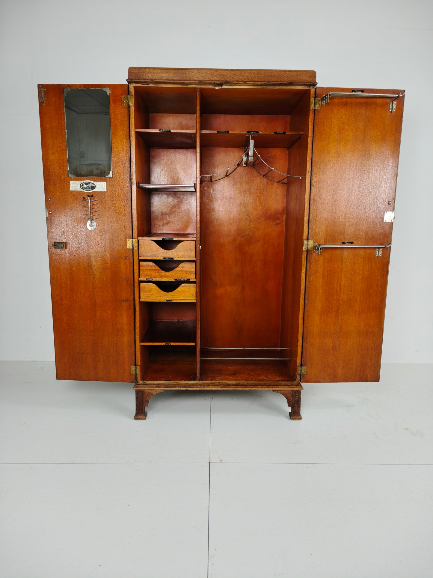 1920s Light Oak Compactom Ltd Gentleman’s Wardrobe