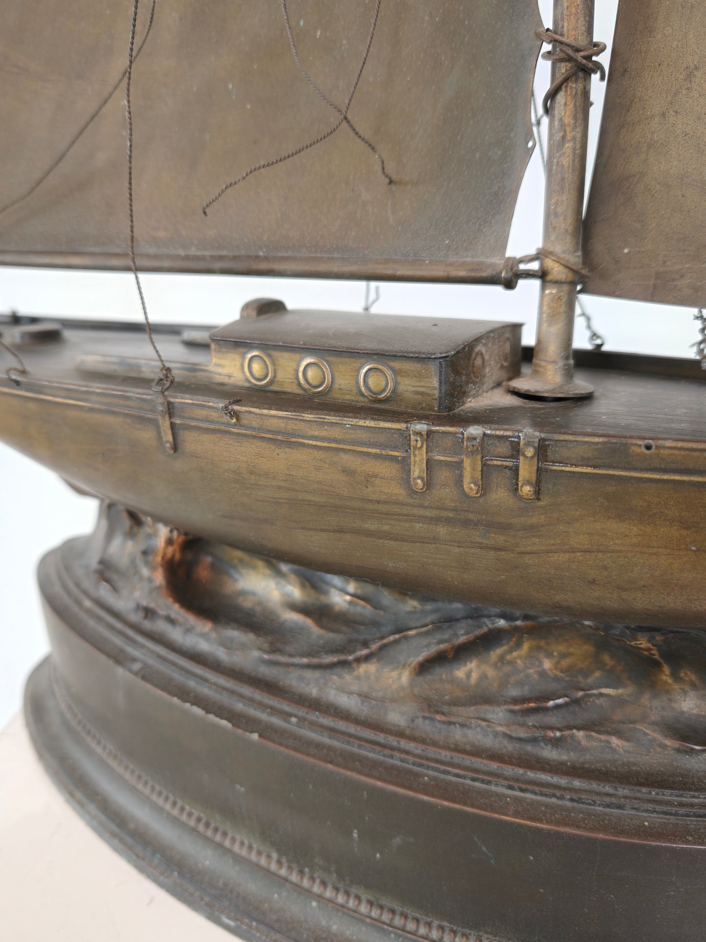 Rare Brass Sailing Ship – Signed and Crafted in 1912