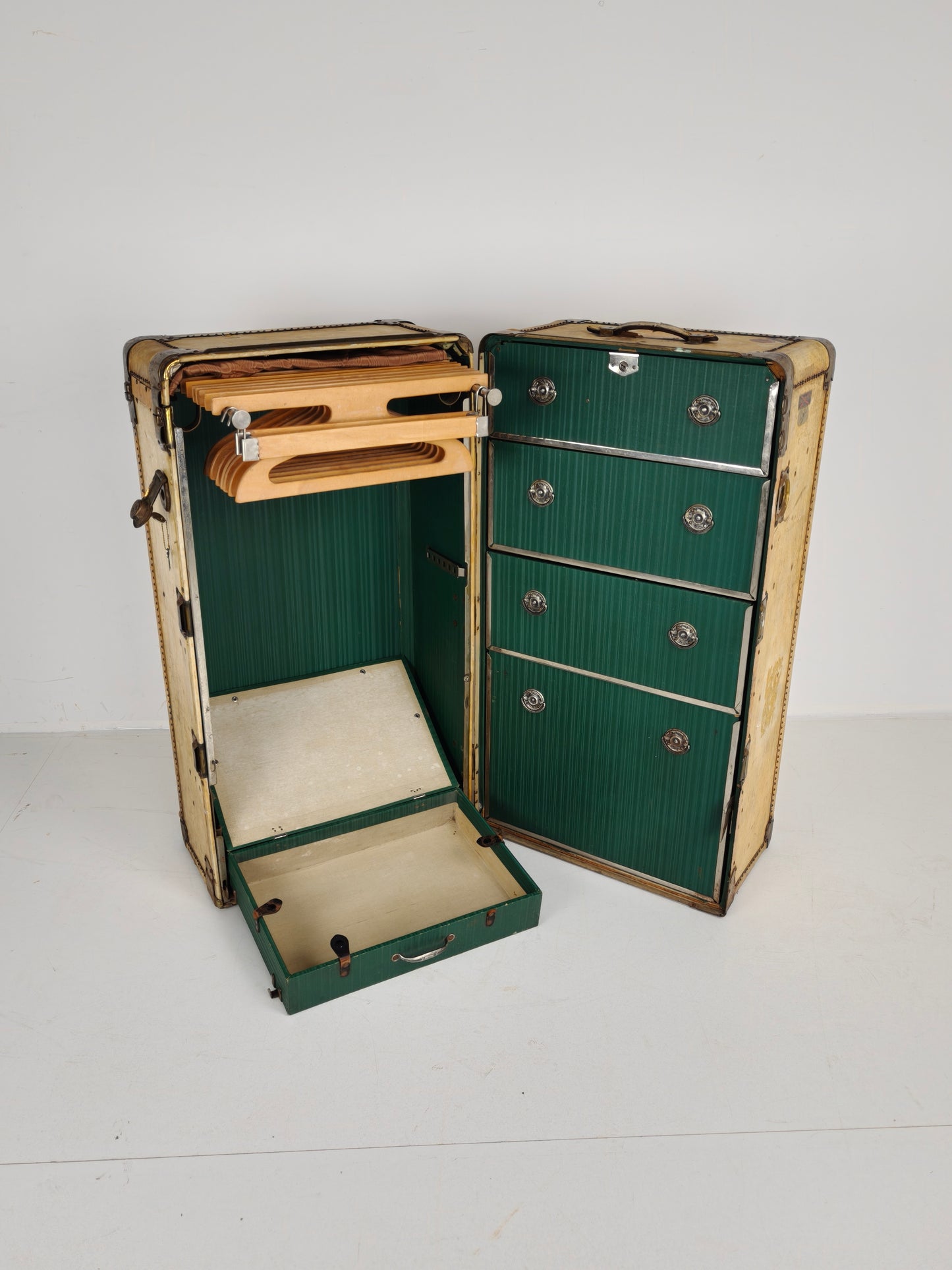 1930s Wardrobe Steamer Trunk by Hartmann – Goat Skin Chest