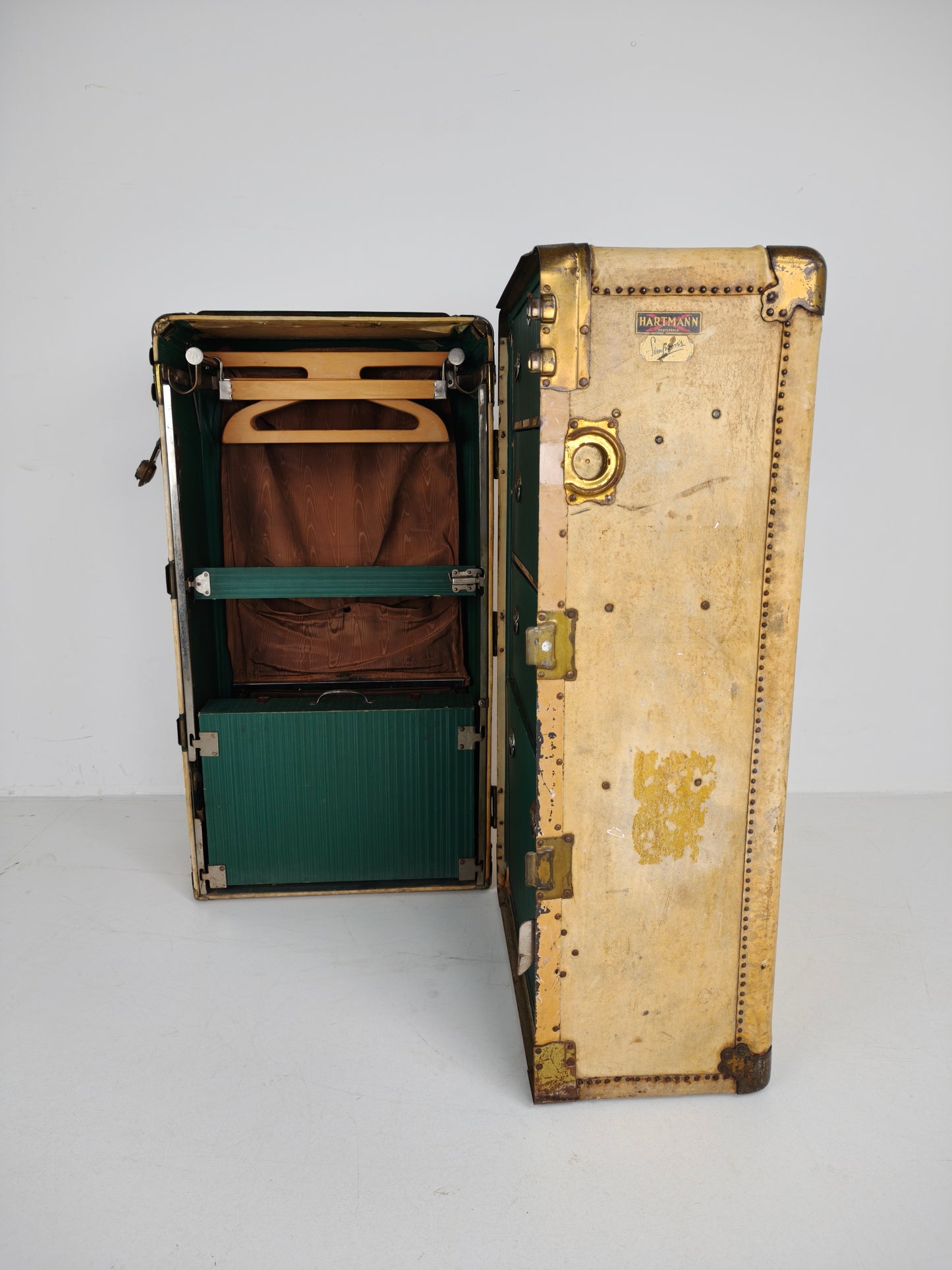 1930s Wardrobe Steamer Trunk by Hartmann – Goat Skin Chest