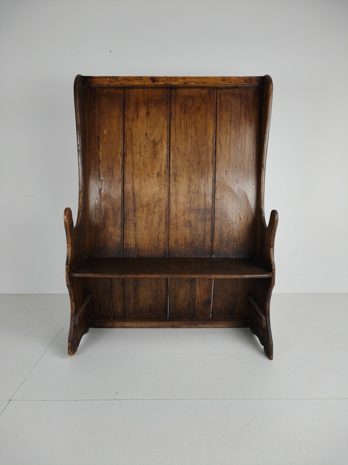 Antique Westcountry Pine /oak  High Back Settle 1800s