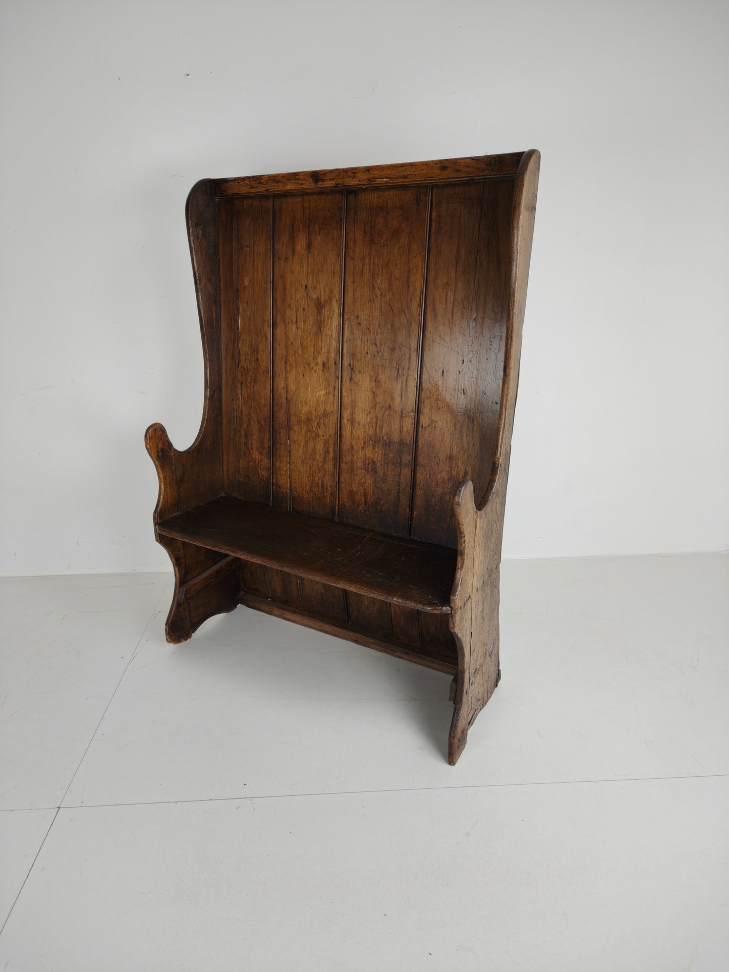 Antique Westcountry Pine /oak  High Back Settle 1800s