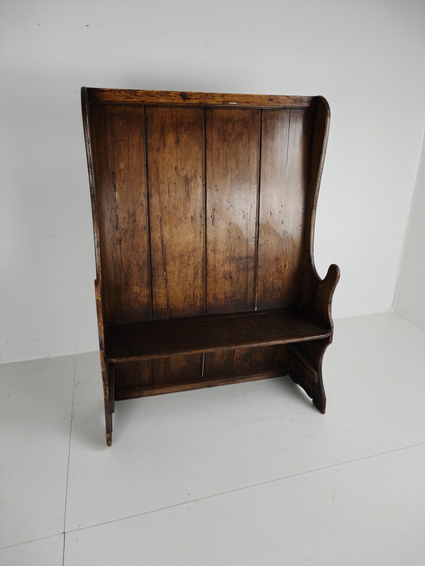 Antique Westcountry Pine /oak  High Back Settle 1800s