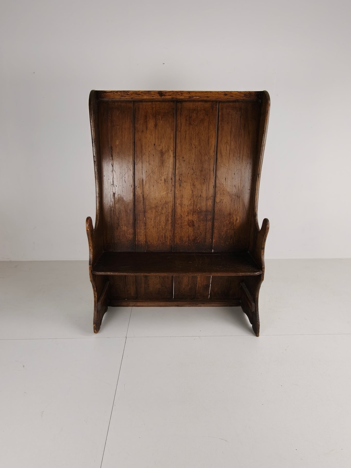 Antique Westcountry Pine /oak  High Back Settle 1800s