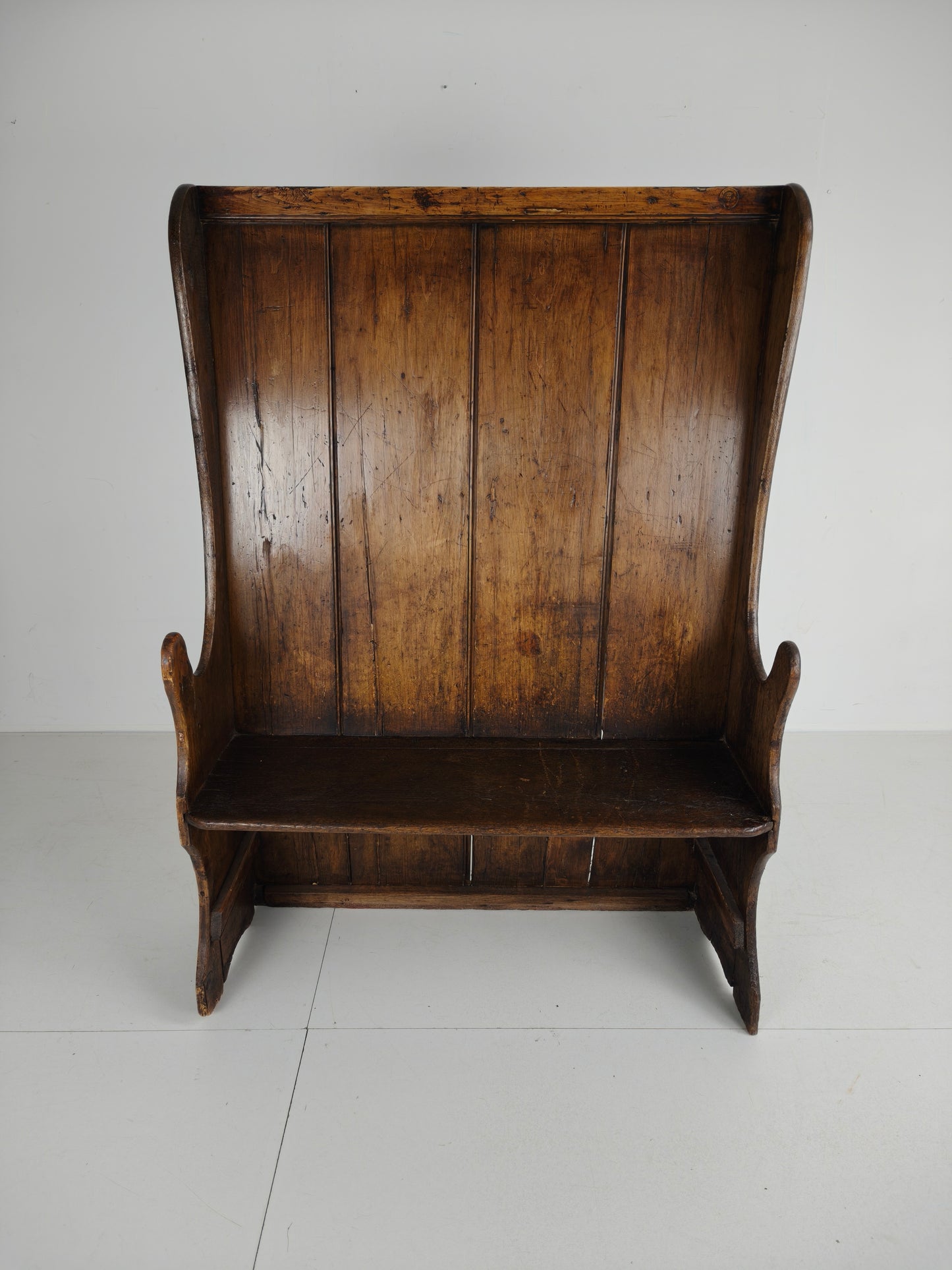 Antique Westcountry Pine /oak  High Back Settle 1800s