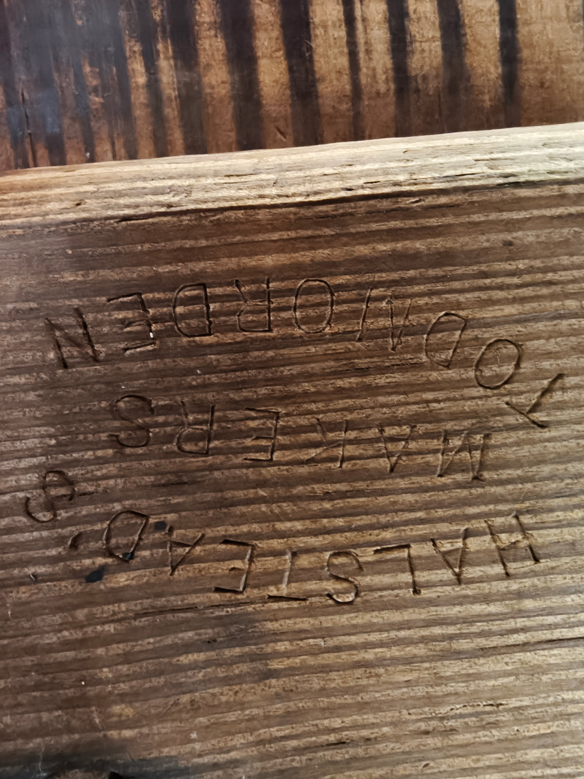 Victorian Pitch Pine Railway Bench – Halstead’s Makers, Todmorden Victorian Pitch Pine Railway Bench – Halstead’s Makers, Todmorden