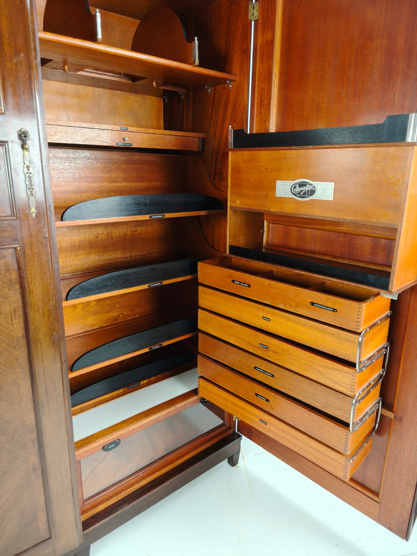 Beautiful English Art Deco 1920s Compactom Ltd Gentleman’s Wardrobe