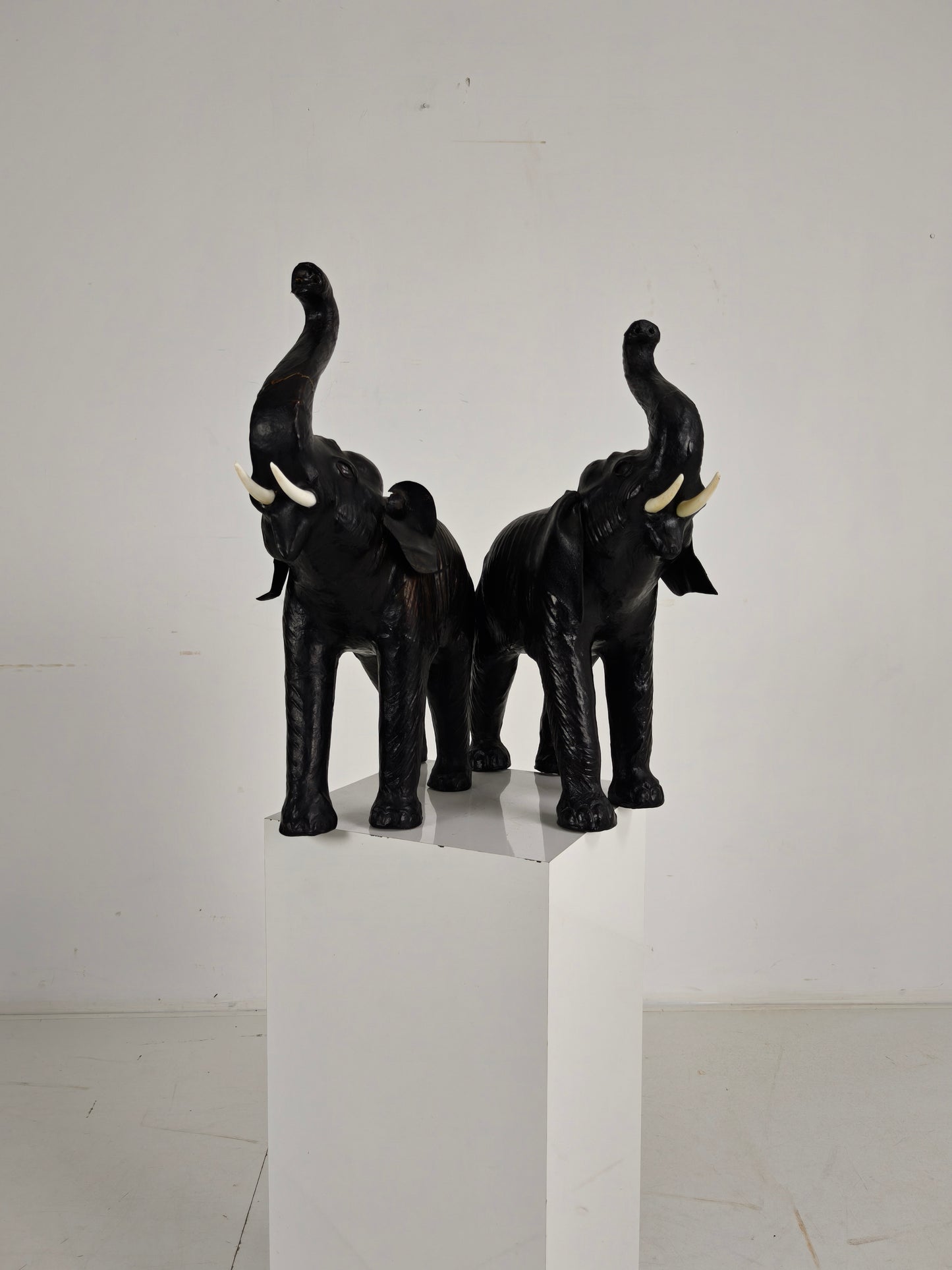 Vintage Leather Elephant Sculpture – Mid 20th Century
