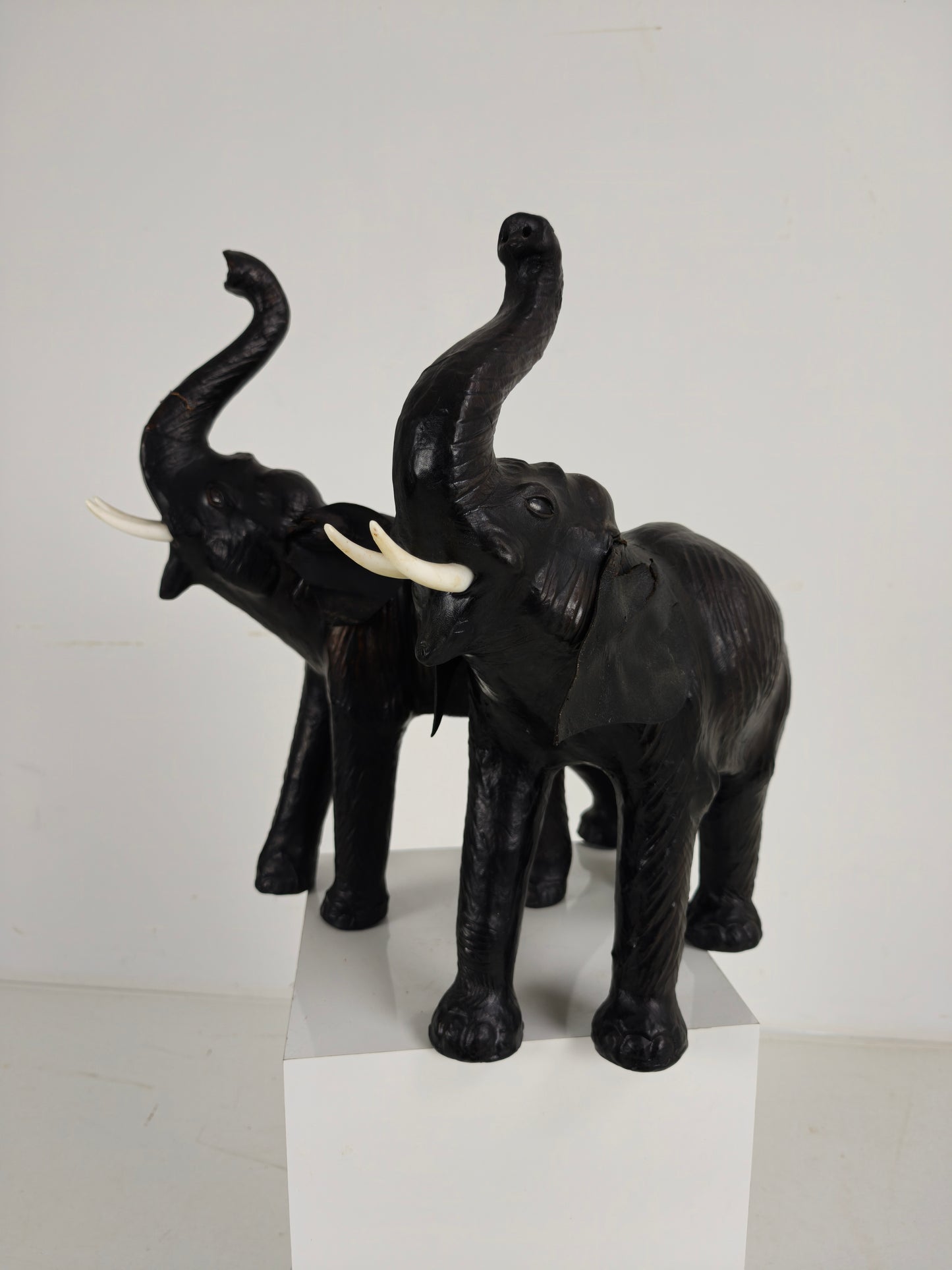 Vintage Leather Elephant Sculpture – Mid 20th Century